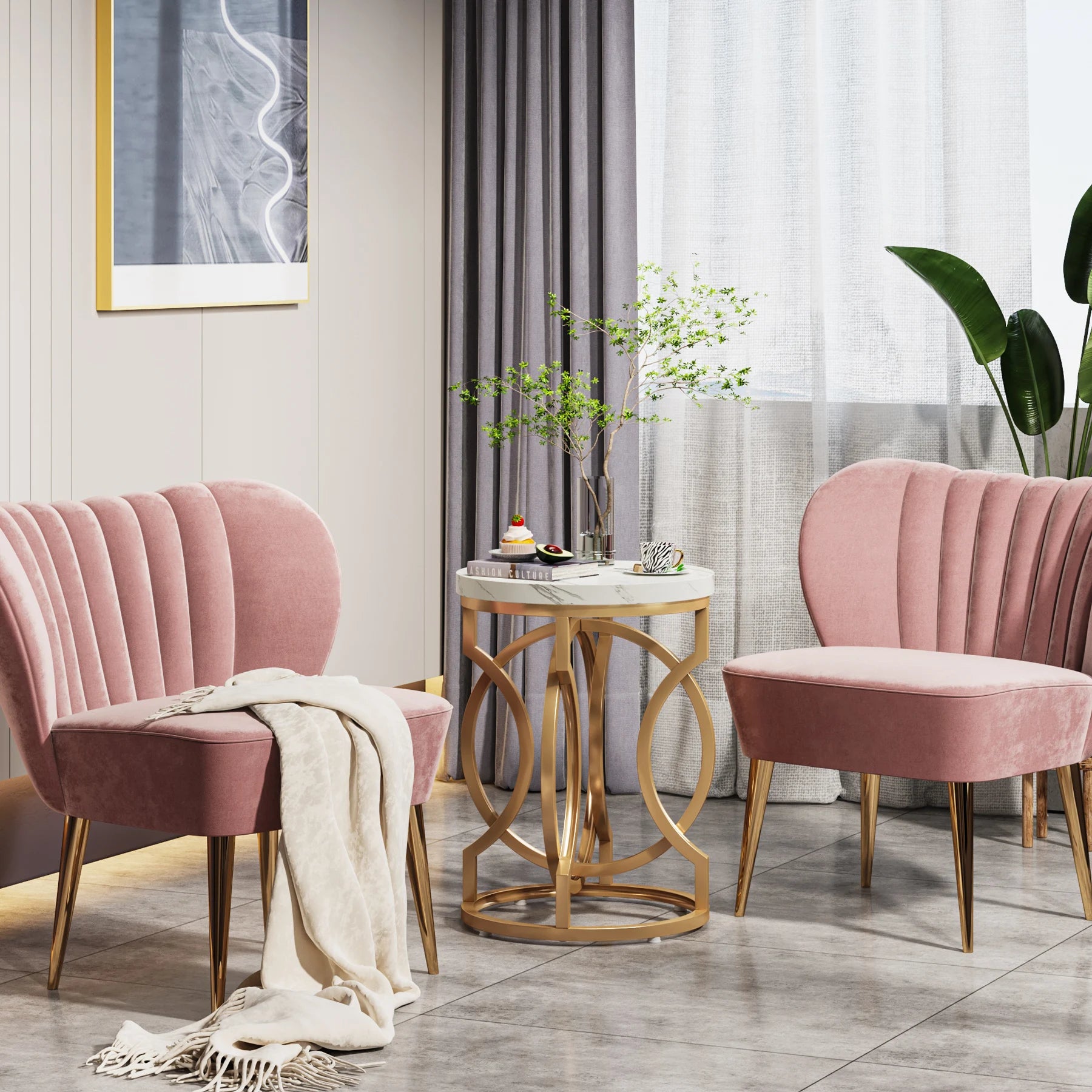 Tribesigns Modern Round End Table with Unique O Shaped Base - Chic & Cheery Shopping