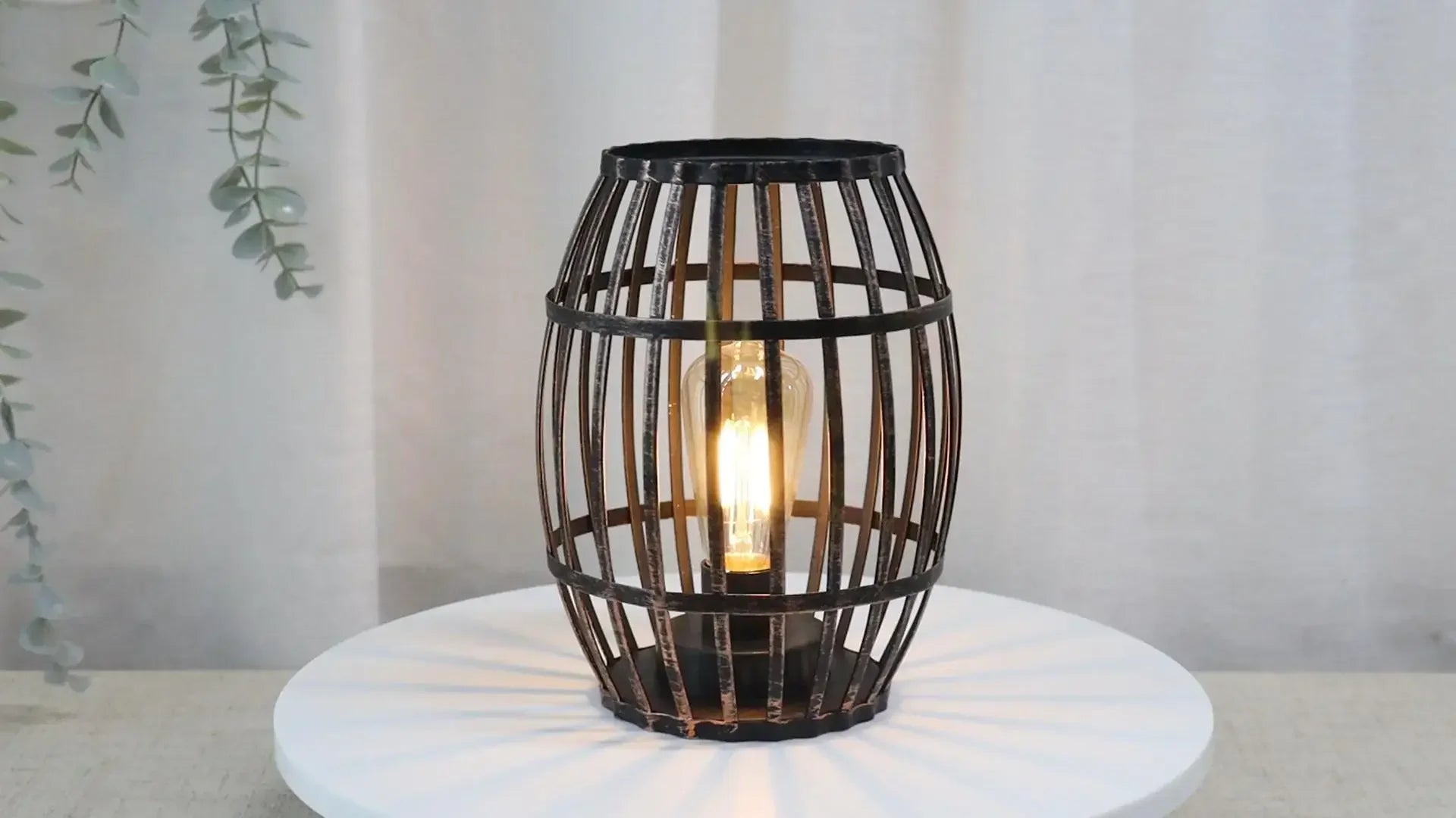 Decorative Cordless Metal Wine Barrel Lamp with Timer - Chic & Cheery Shopping