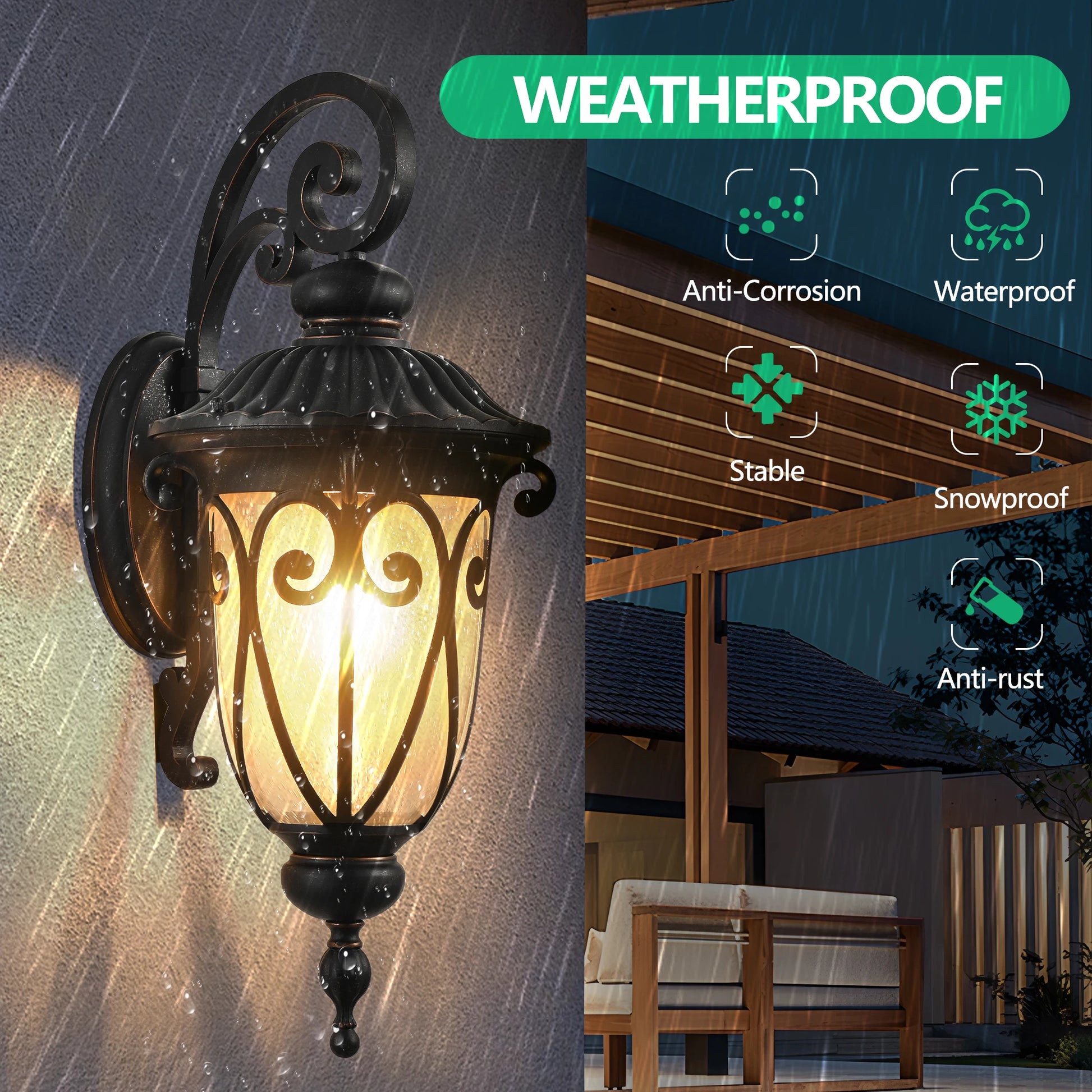 Classic Black Outdoor Wall Lantern with Bubble Glass - Chic & Cheery Shopping