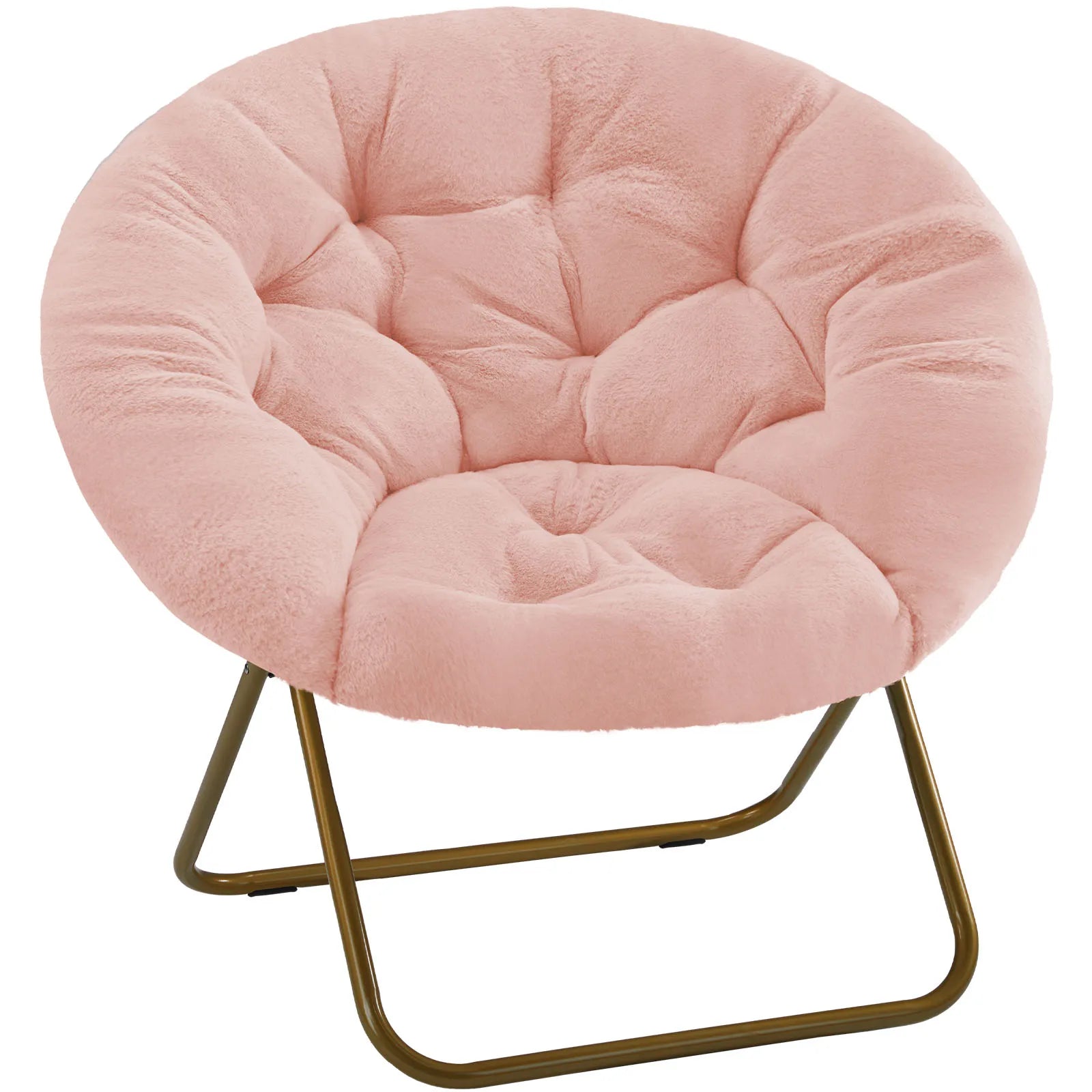 Cozy Faux Fur Saucer Chair with Metal Frame for Living Room - Chic & Cheery Shopping