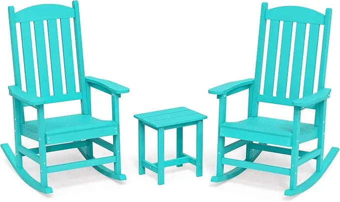 Outdoor Rocking Chairs Set of 3 All Weather Resistant - Chic & Cheery Shopping