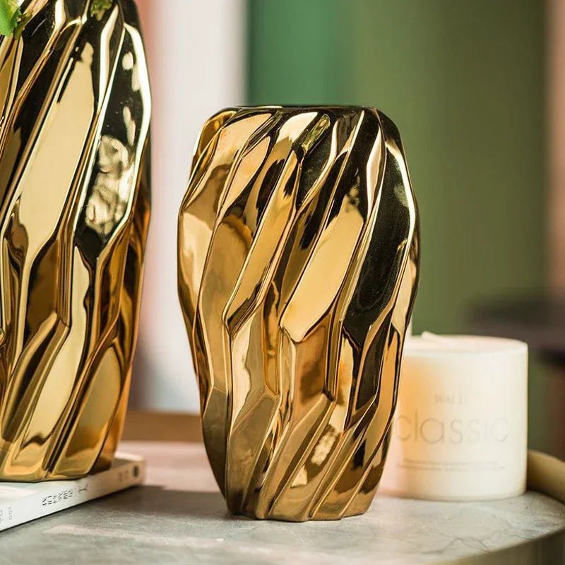 Electroplating Golden Silvery Ceramic Vase for Home Decor - Chic & Cheery Shopping