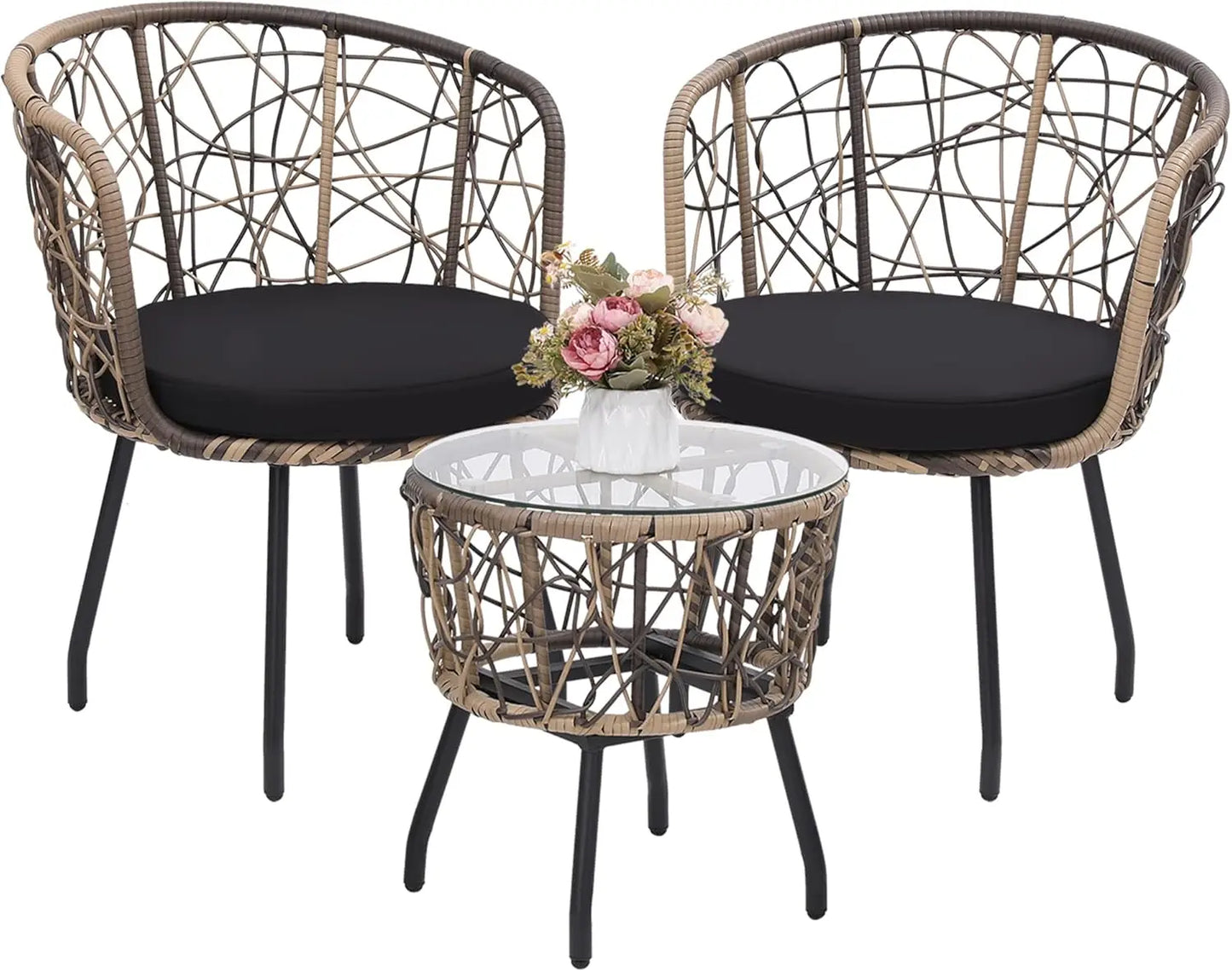 Boho 3 Piece Wicker Bistro Set for Modern Outdoor Spaces - Chic & Cheery Shopping