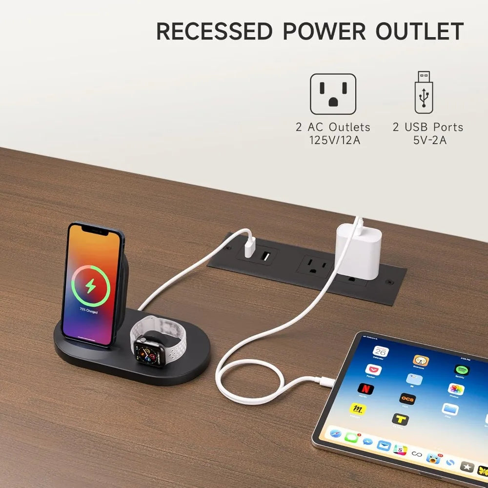 Elegant 55 Inch TV Stand with Power Outlet and Storage - Chic & Cheery Shopping