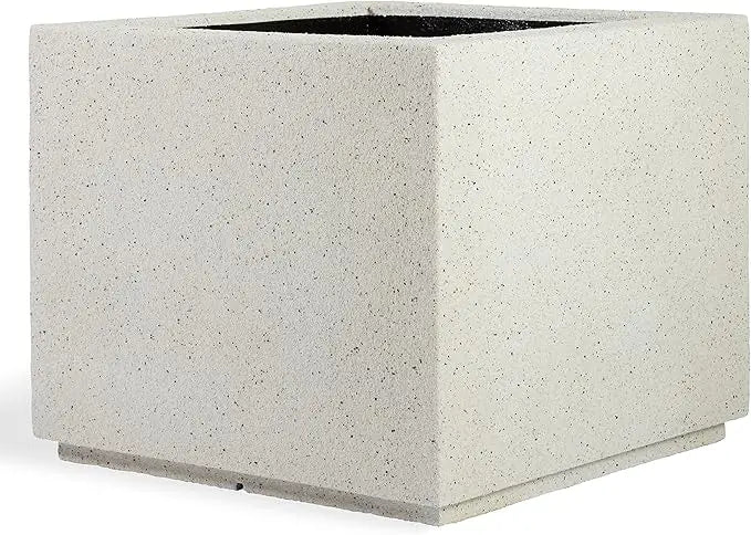 PolyStone Monterray Modern Square Planter 23 Inch Sandstone - Chic & Cheery Shopping