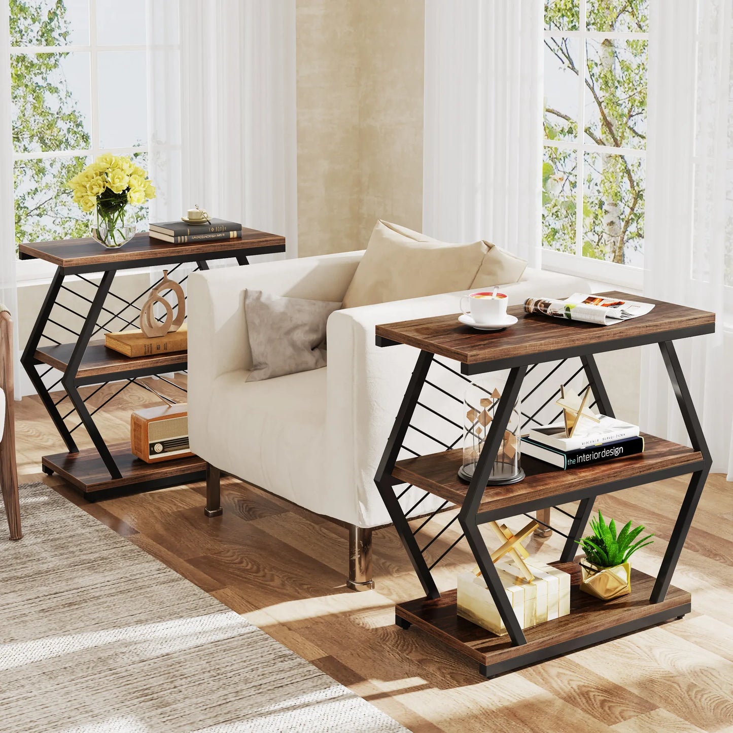 Tribesigns Industrial End Table with 3 Storage Shelves - Chic & Cheery Shopping