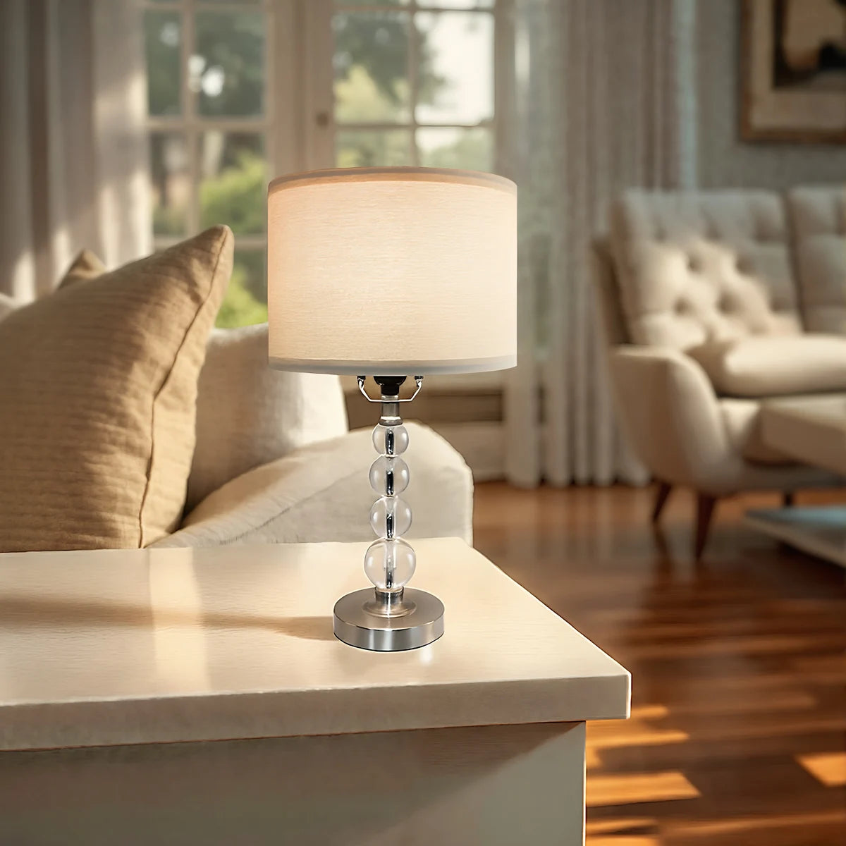 Modern Desk Lamp Set of Two with Linen Lampshade - Chic & Cheery Shopping