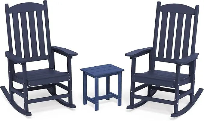 Outdoor Rocking Chairs Set of 3 All Weather Resistant - Chic & Cheery Shopping