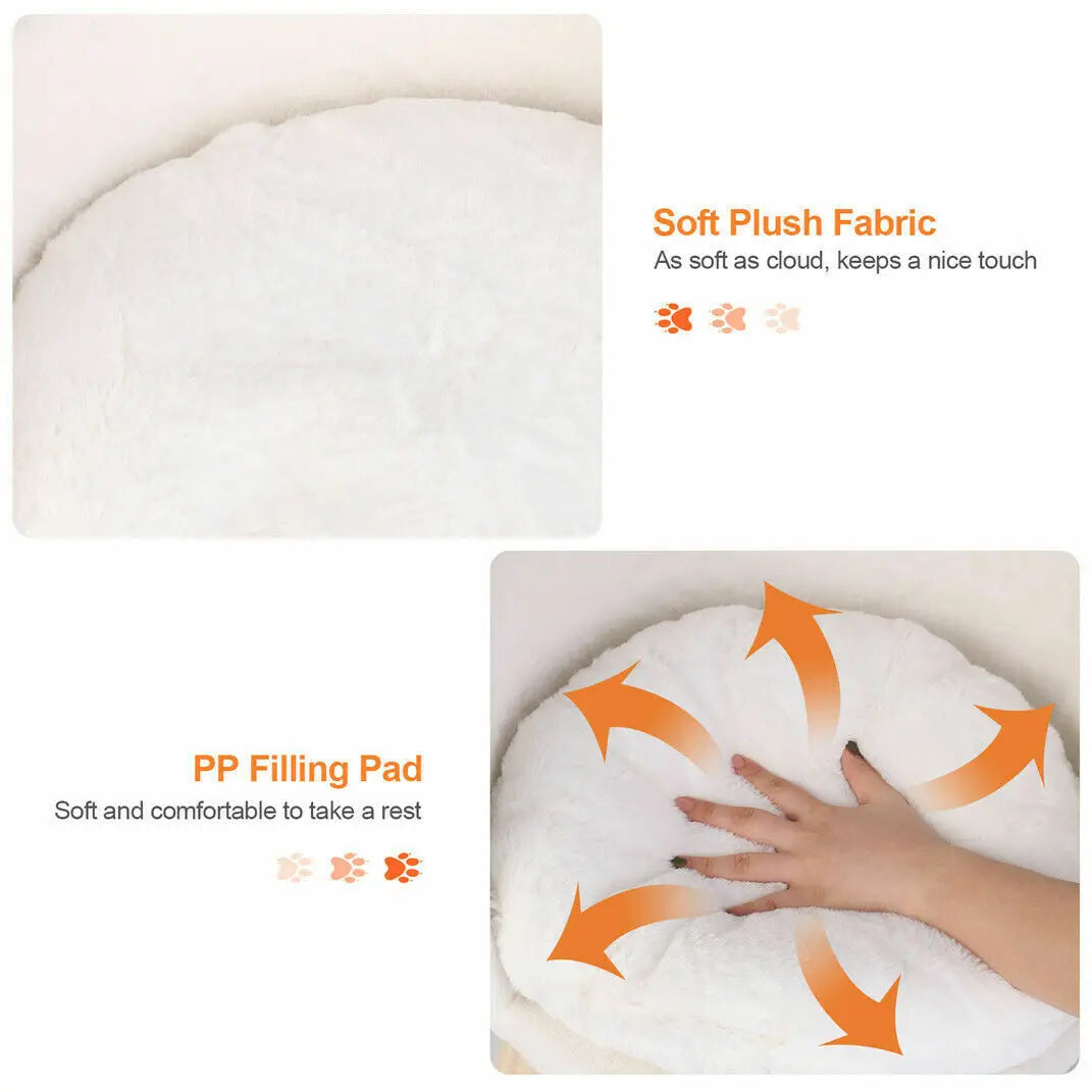 Luxury Plush Cat Bed with Wood Legs for Small Pets - Chic & Cheery Shopping