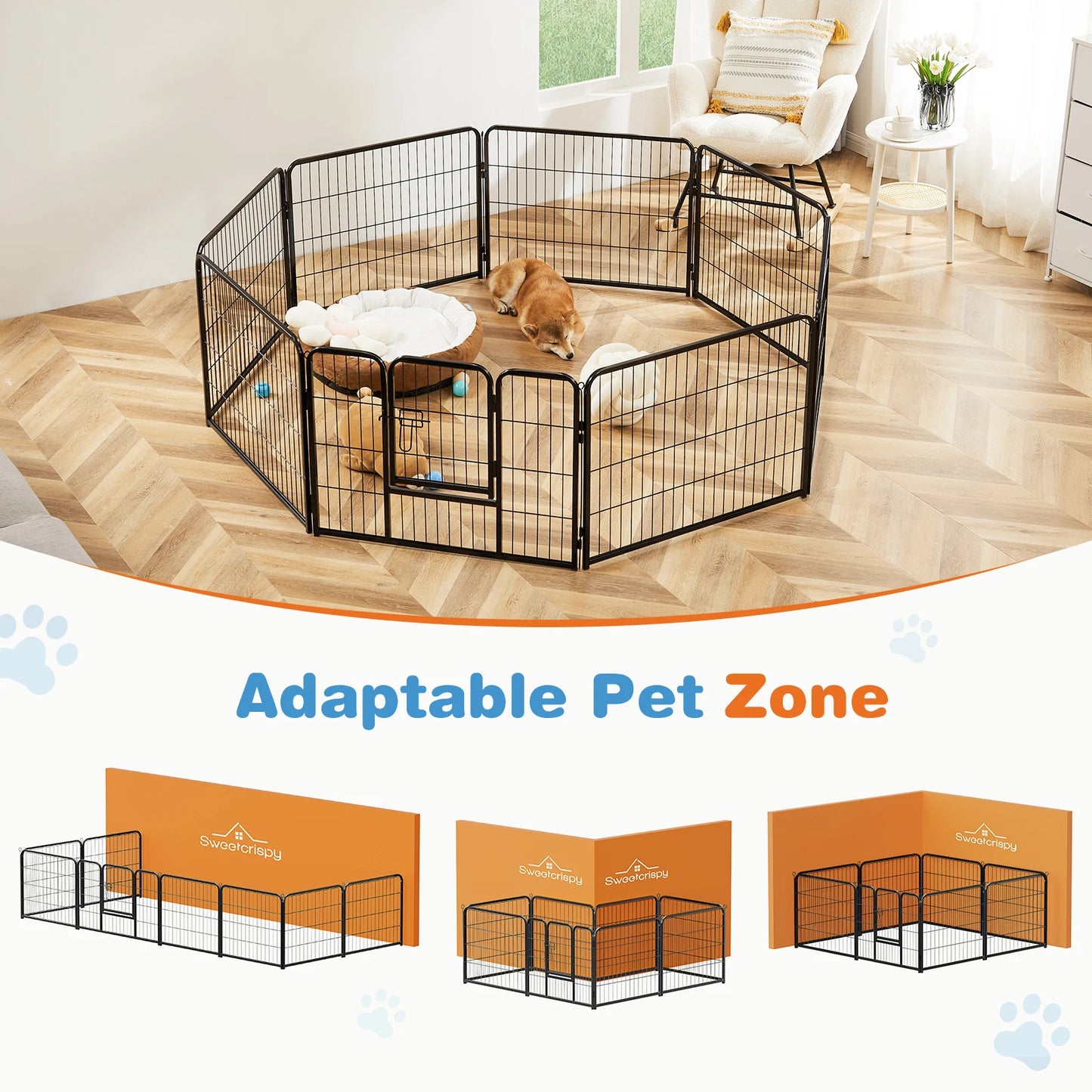 JHK 8 Panel Heavy Duty Dog Playpen for Indoor and Outdoor Use - Chic & Cheery Shopping