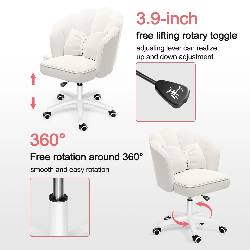 Cute Velvet Butterfly Desk Chair with Bow Cushion - Chic & Cheery Shopping