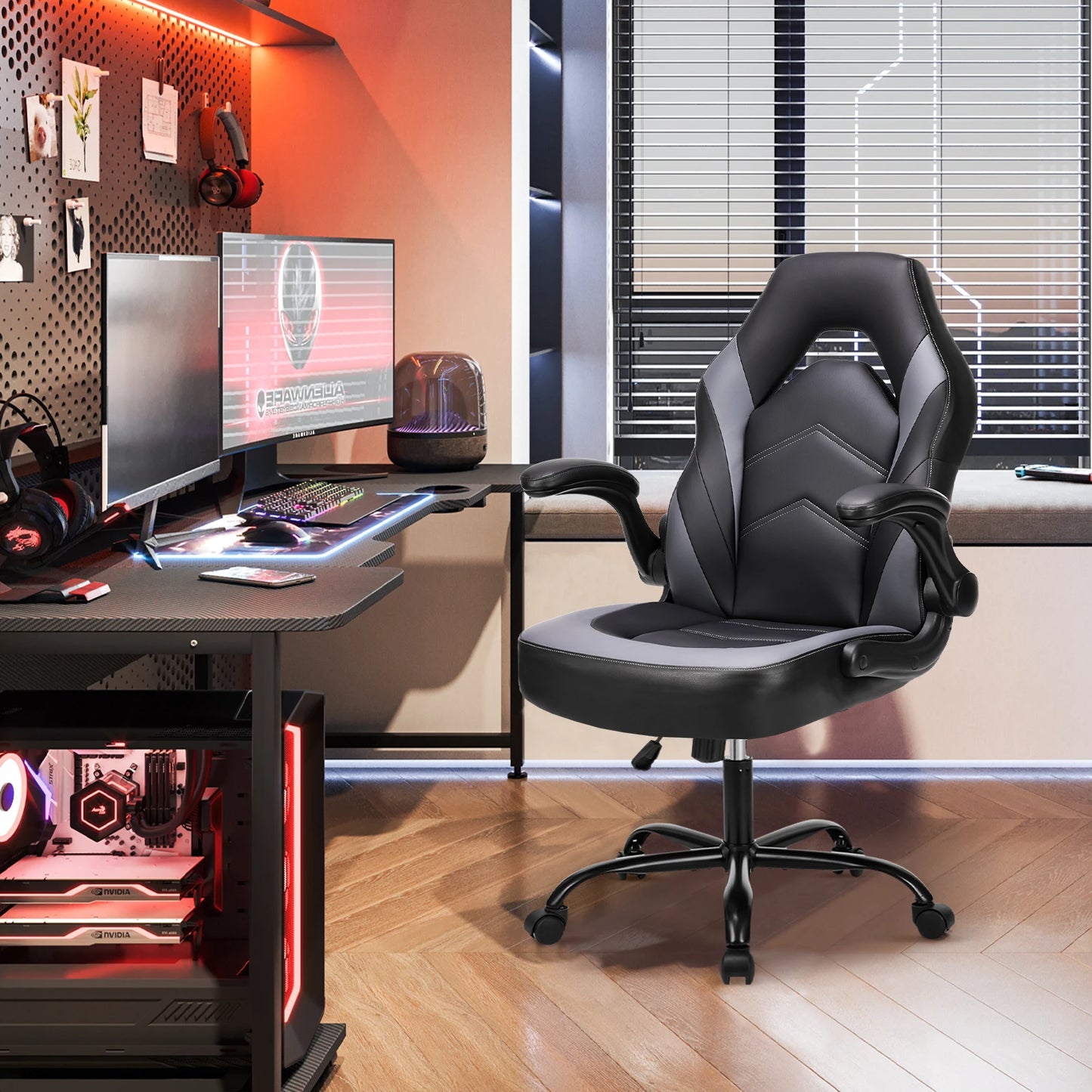 JHK Adjustable Ergonomic PU Leather Gaming Desk Chair - Chic & Cheery Shopping