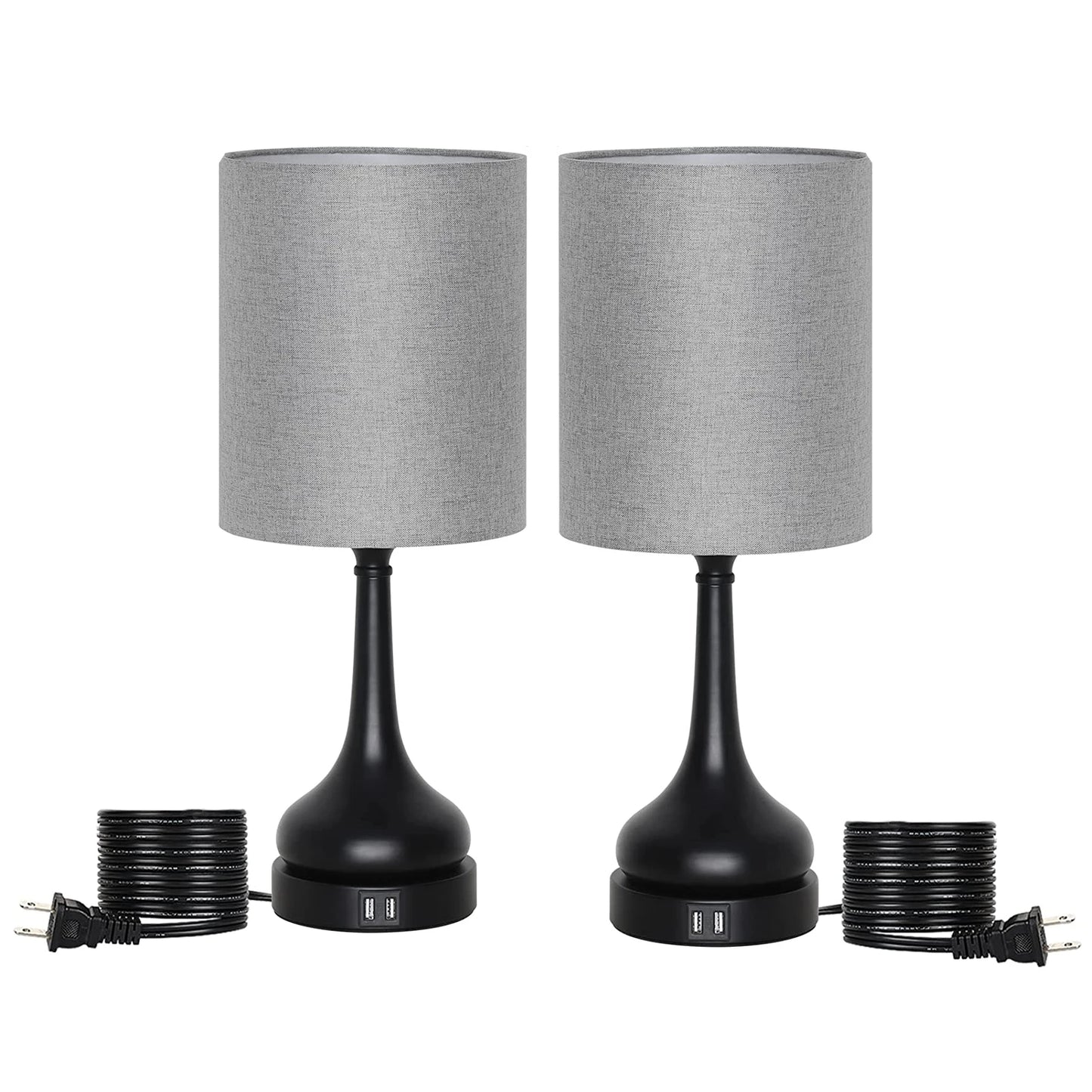 Touch Control Bedside Lamp Set with USB Charging Ports - Chic & Cheery Shopping