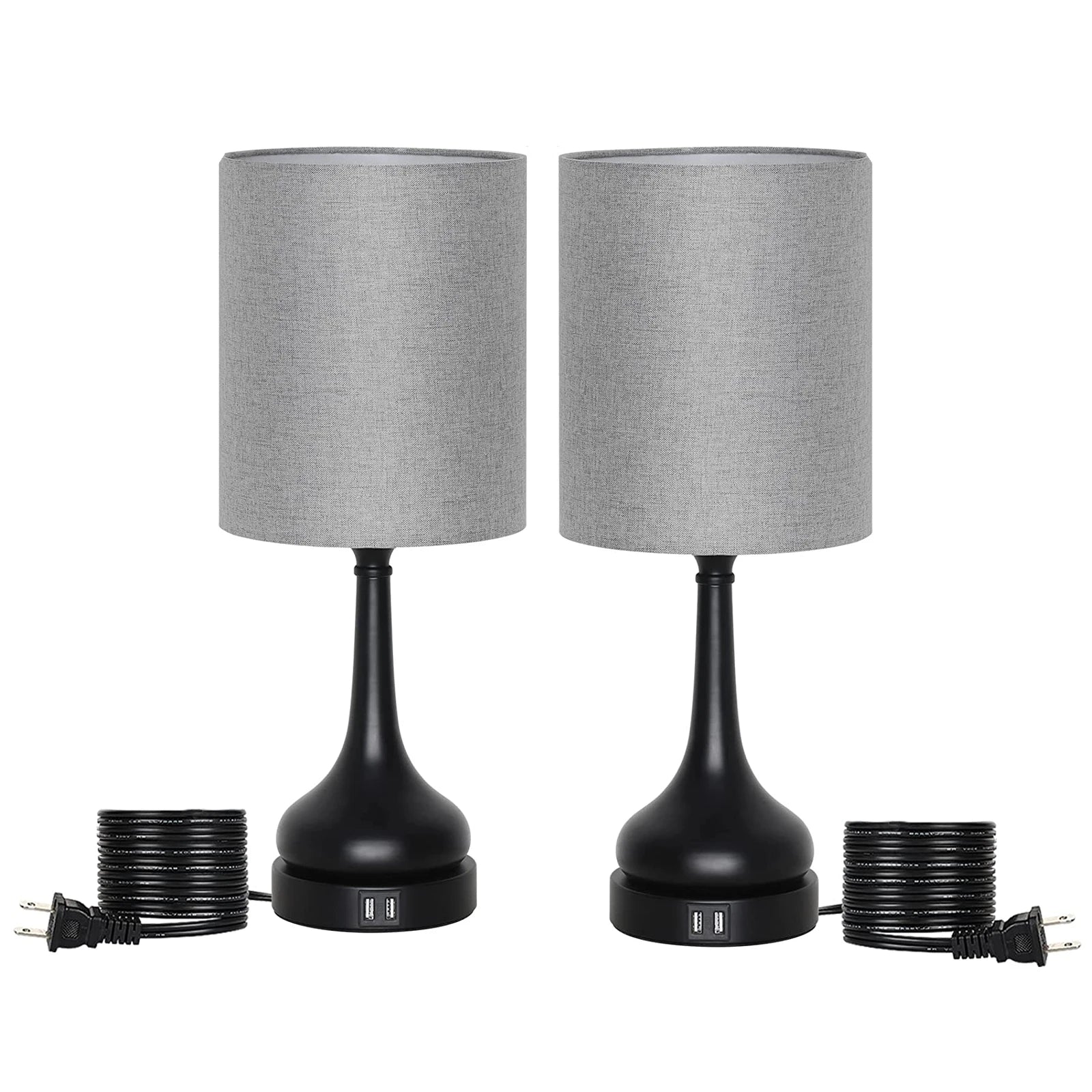 Modern Touch Control Table Lamp Set with USB Charging Ports - Chic & Cheery Shopping