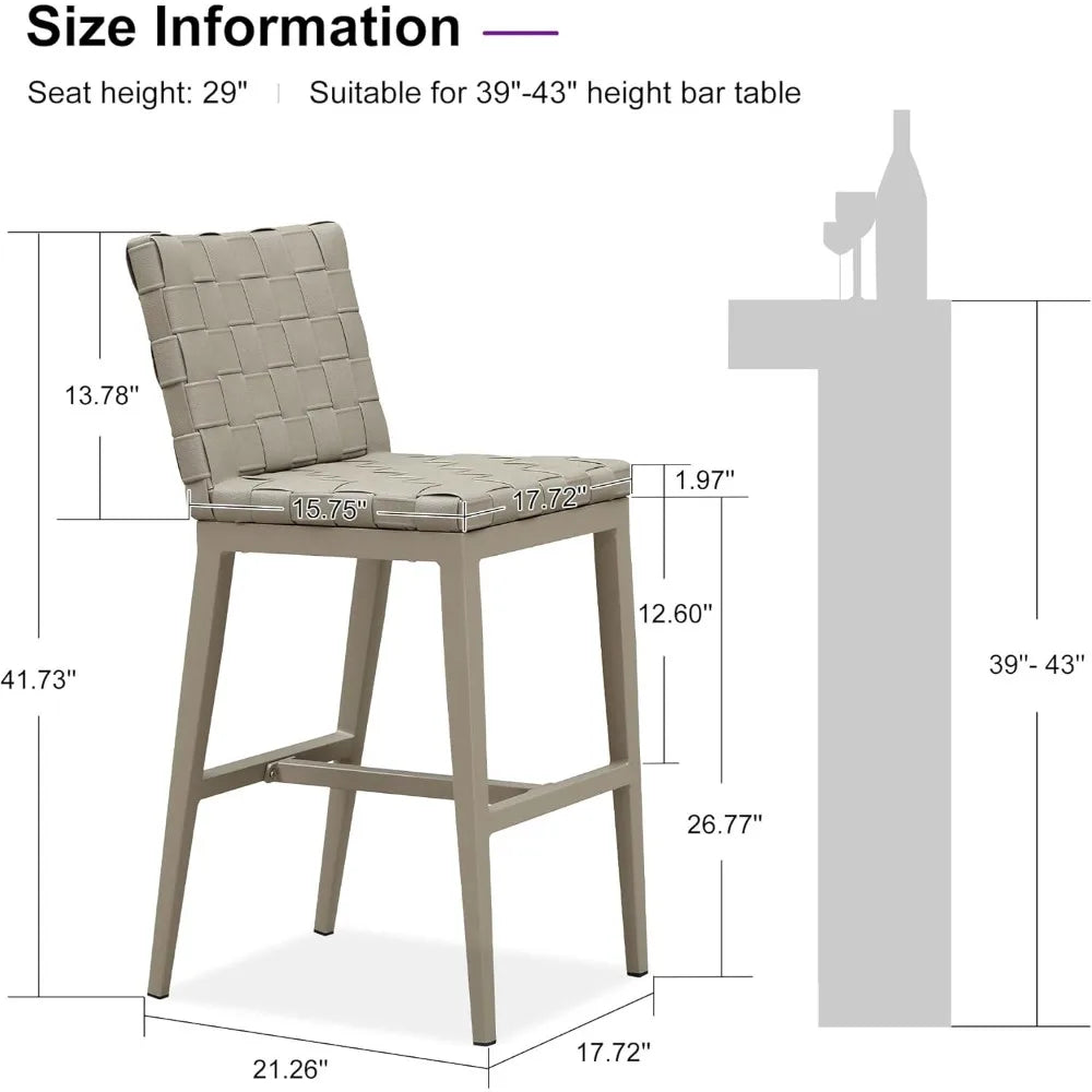 29 Inch Outdoor Bar Stools Set of 2 with Aluminum Frame - Chic & Cheery Shopping