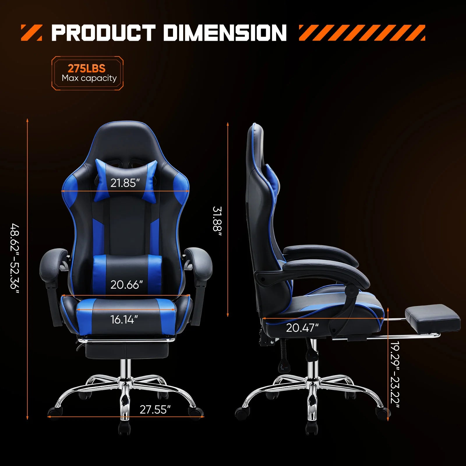 JHK Ergonomic Racing Gaming Chair with Lumbar Support - Chic & Cheery Shopping