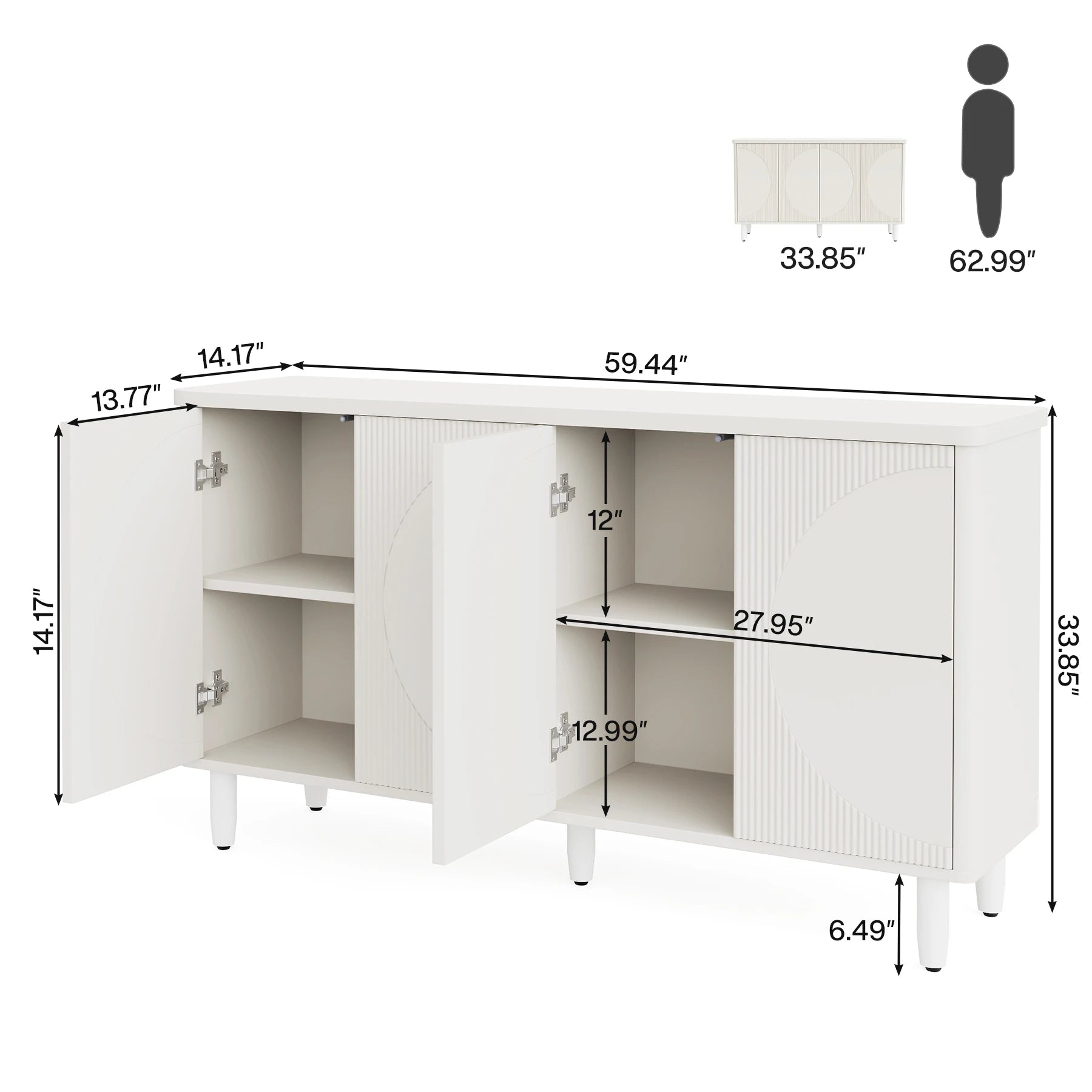 Tribesigns White Buffet Cabinet Sideboard Storage Doors - Chic & Cheery Shopping