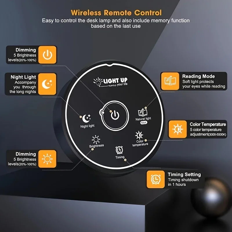 LED Desk Lamp with 5 Color Dimming for Home Office - Chic & Cheery Shopping