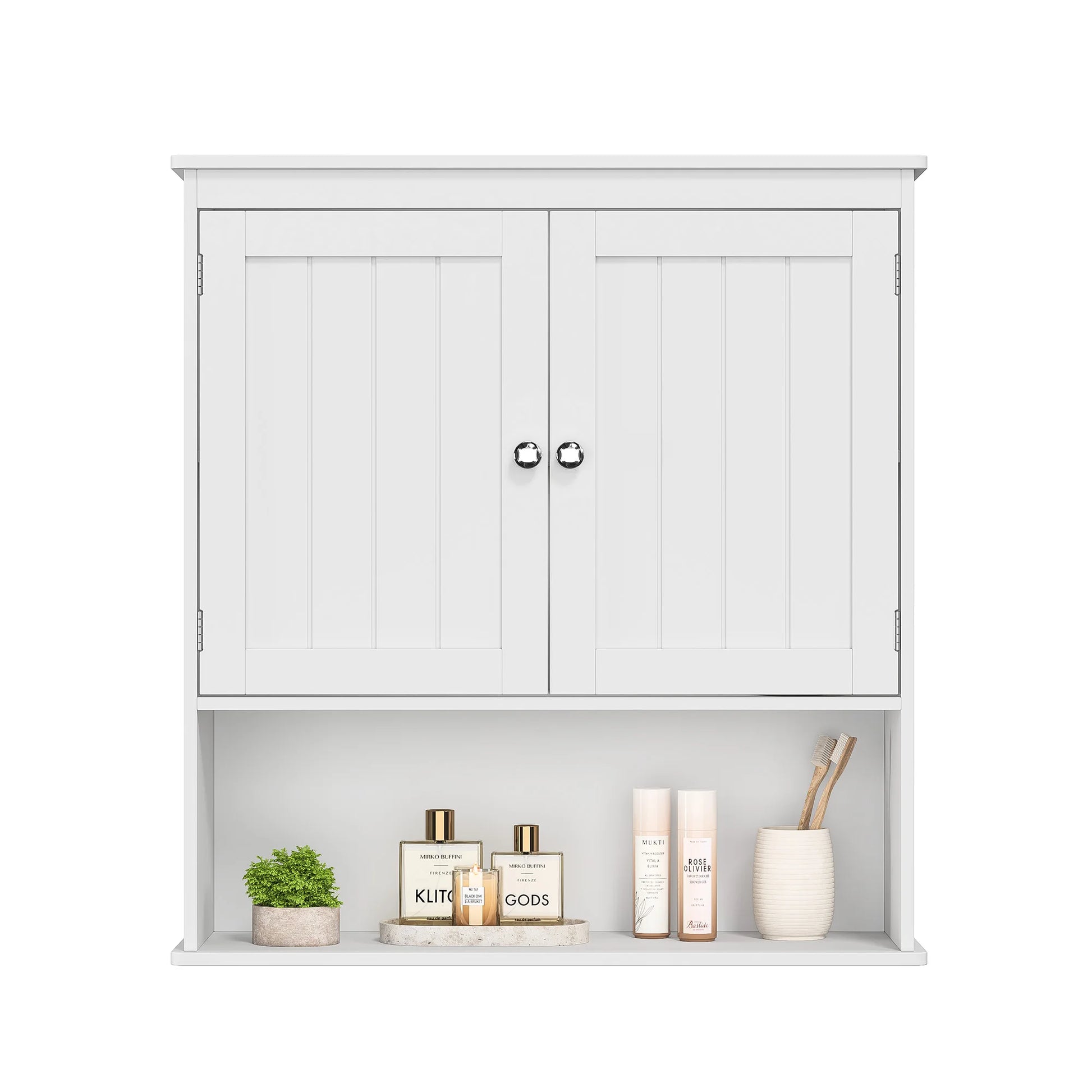 White Wall Mounted Bathroom Cabinet with Adjustable Shelf - Chic & Cheery Shopping