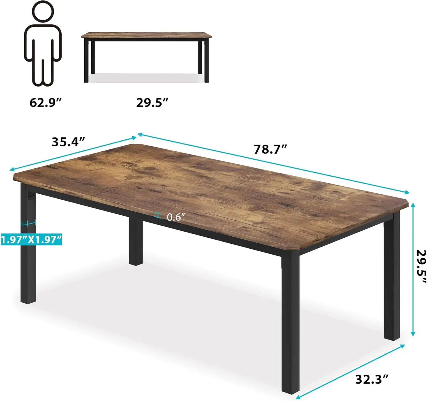 Industrial Wooden Dining Table for 6 to 8 People - Chic & Cheery Shopping