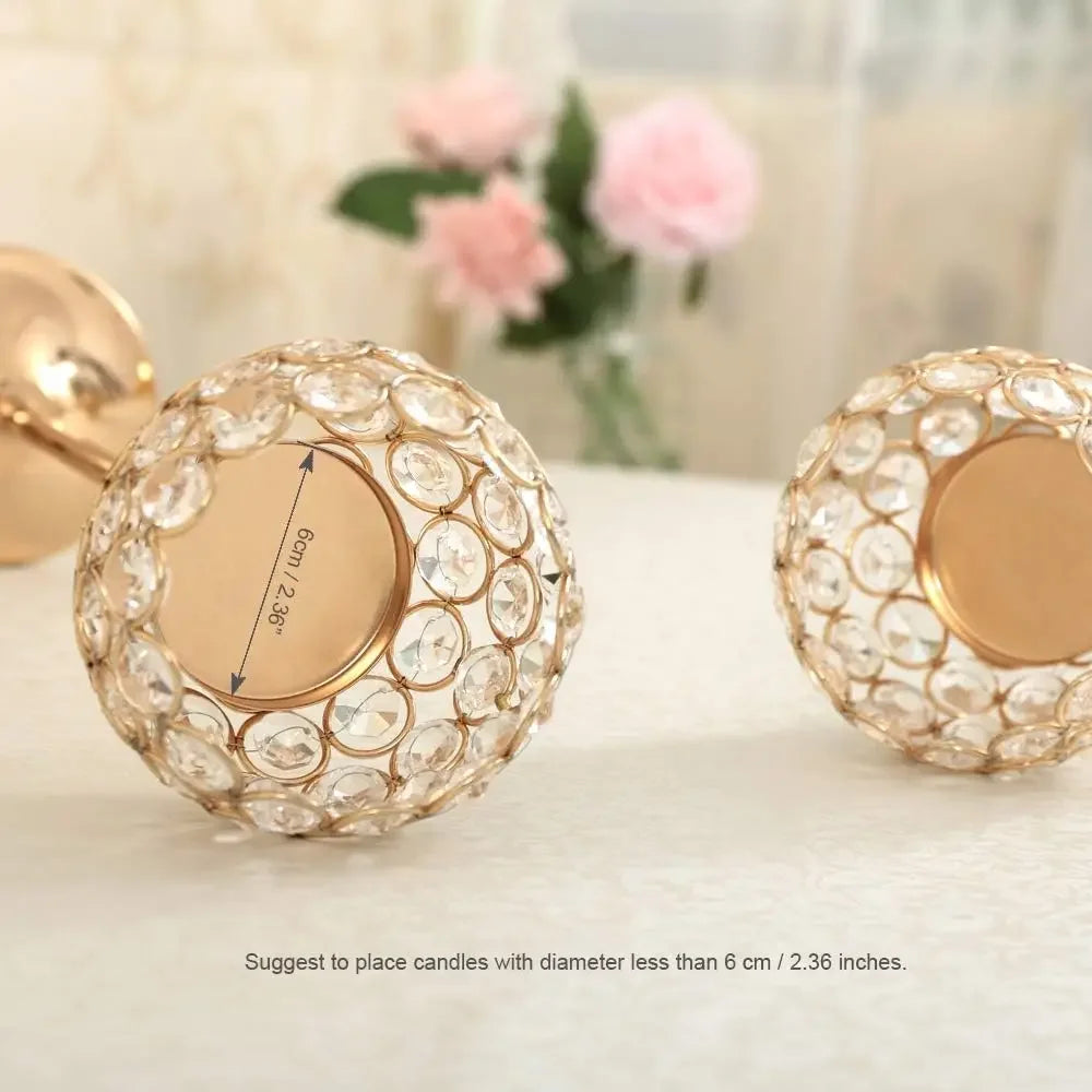 Gold Crystal Candle Holders Set of 2 for Elegant Decor - Chic & Cheery Shopping