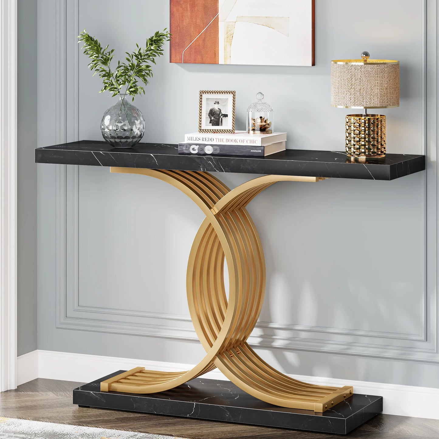 Tribesigns Modern Gold Entryway Table with Faux Marble Top - Chic & Cheery Shopping