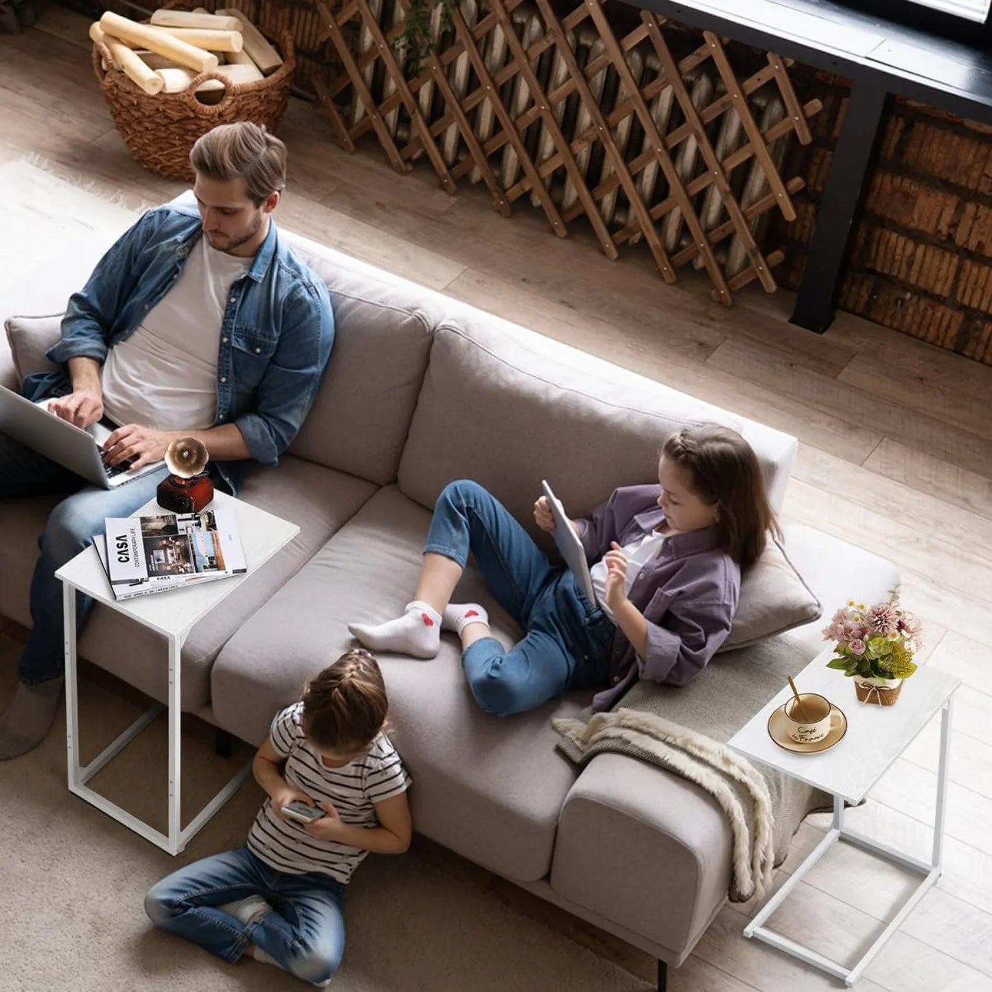 C Shaped End Table Set of Two Space Saving Design - Chic & Cheery Shopping