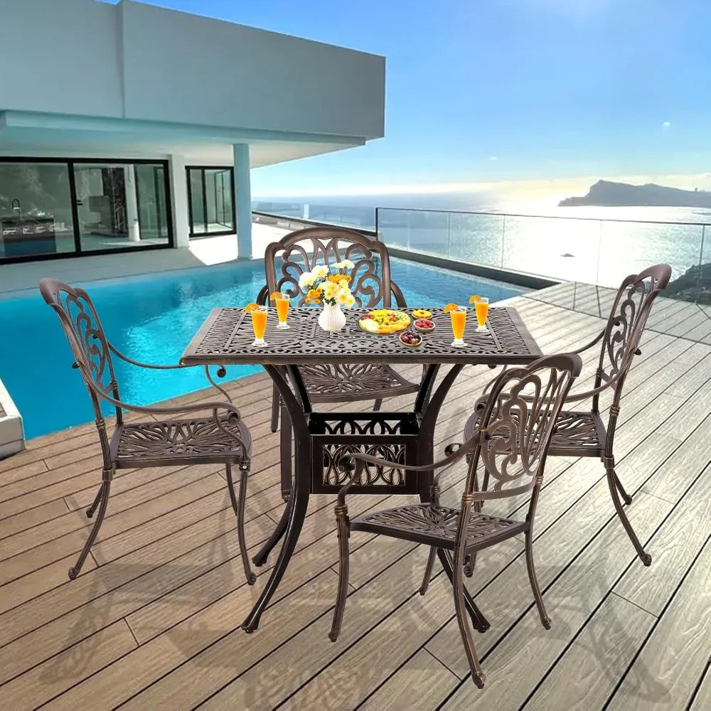 5 Piece Modern Outdoor Patio Dining Set for Garden and Deck - Chic & Cheery Shopping