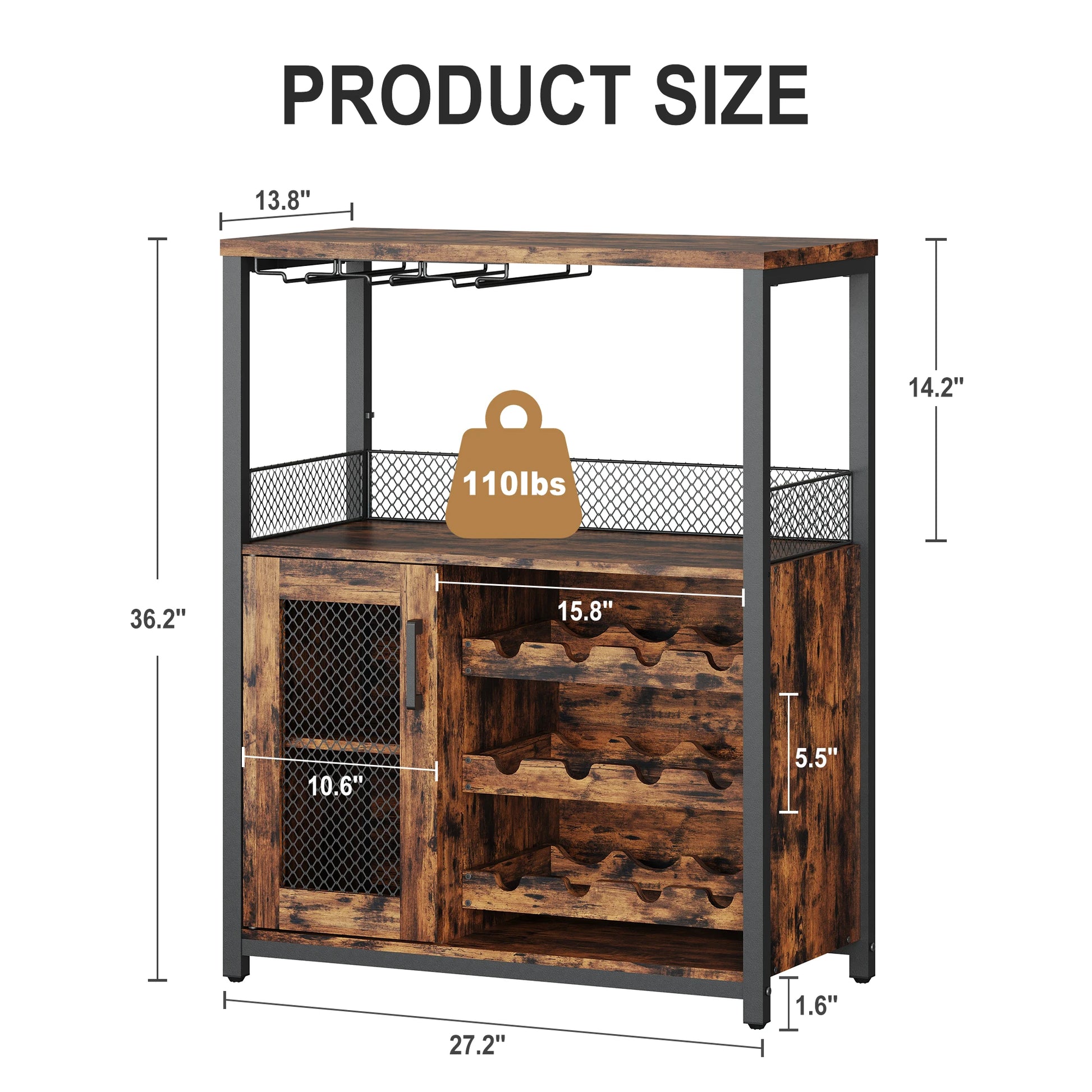 Industrial Wine Bar Cabinet with LED Lights and Storage - Chic & Cheery Shopping