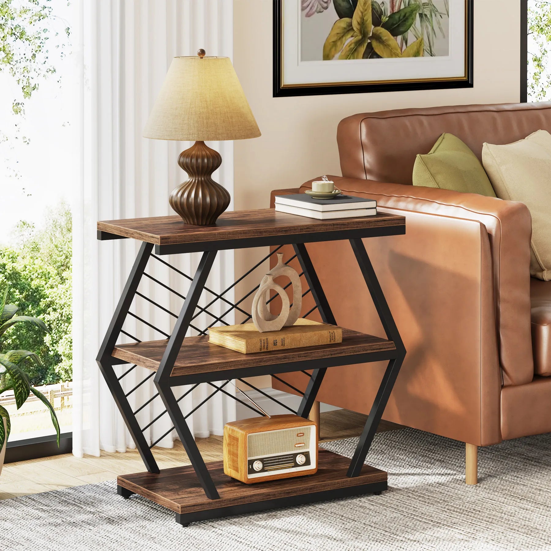 Tribesigns Industrial End Table with 3 Storage Shelves - Chic & Cheery Shopping