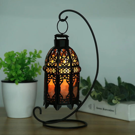 Vintage Iron Frame Natural Crystal Salt Rock Lamp Decor - Chic & Cheery Shopping