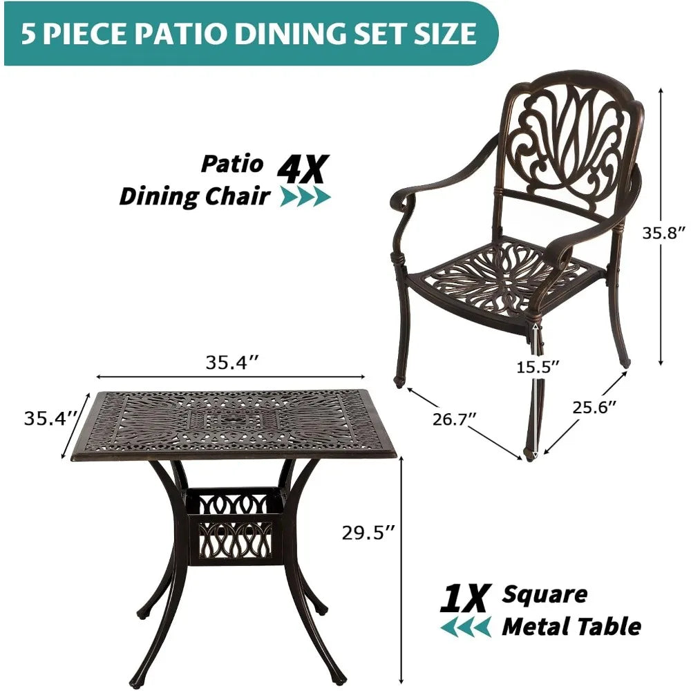 5 Piece Modern Outdoor Patio Dining Set for Garden and Deck - Chic & Cheery Shopping