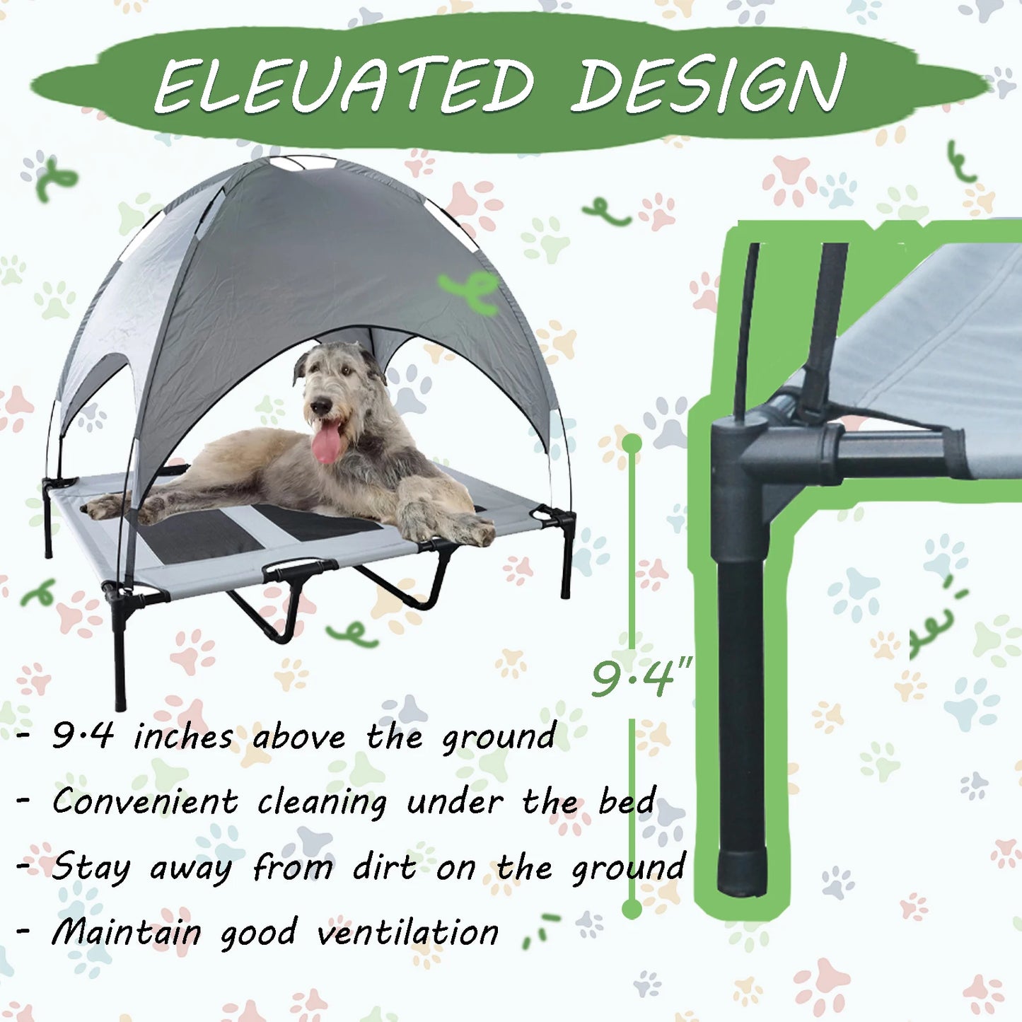 Elevated Dog Bed with Canopy for Indoor and Outdoor Use - Chic & Cheery Shopping
