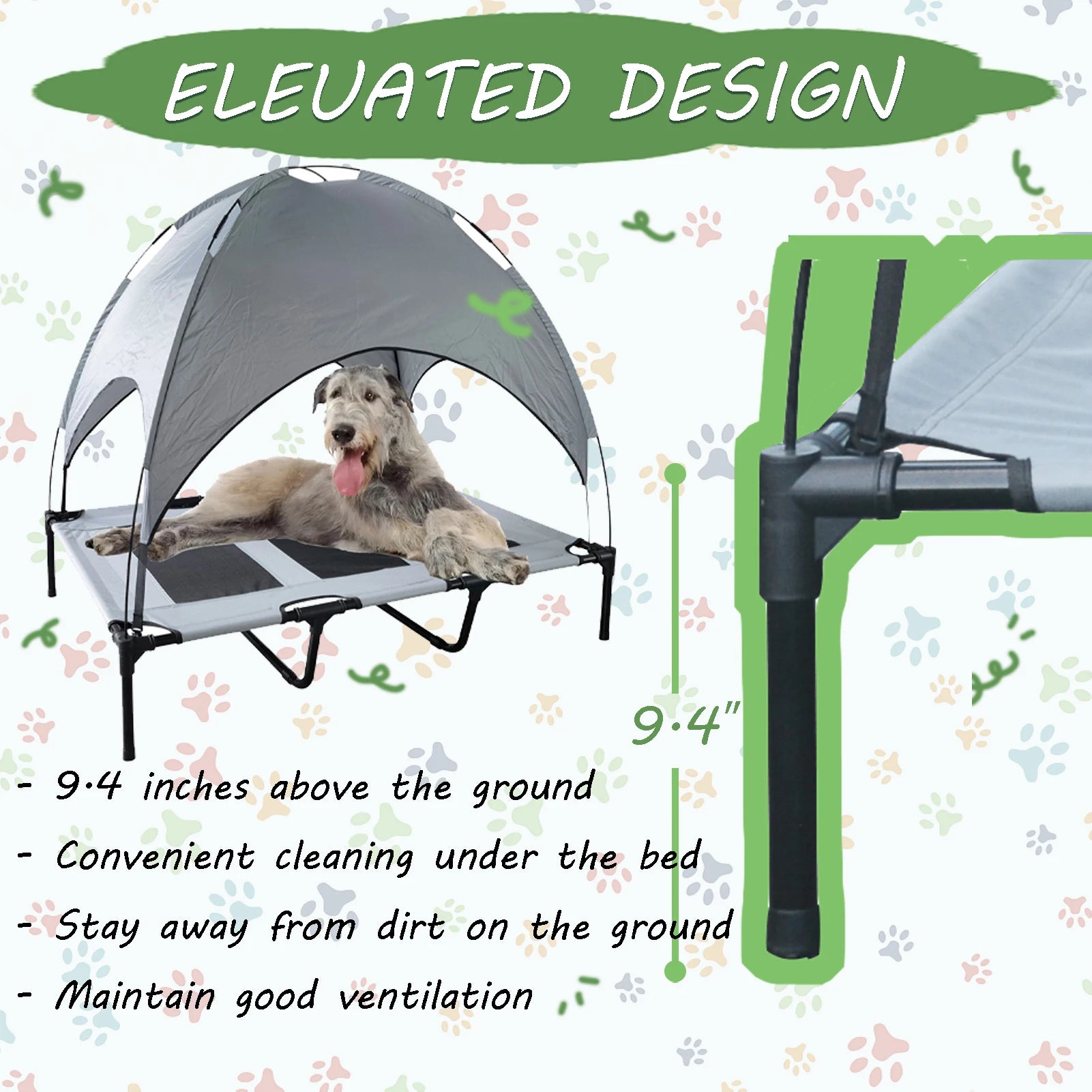 Elevated Dog Bed with Canopy for Indoor and Outdoor Use - Chic & Cheery Shopping