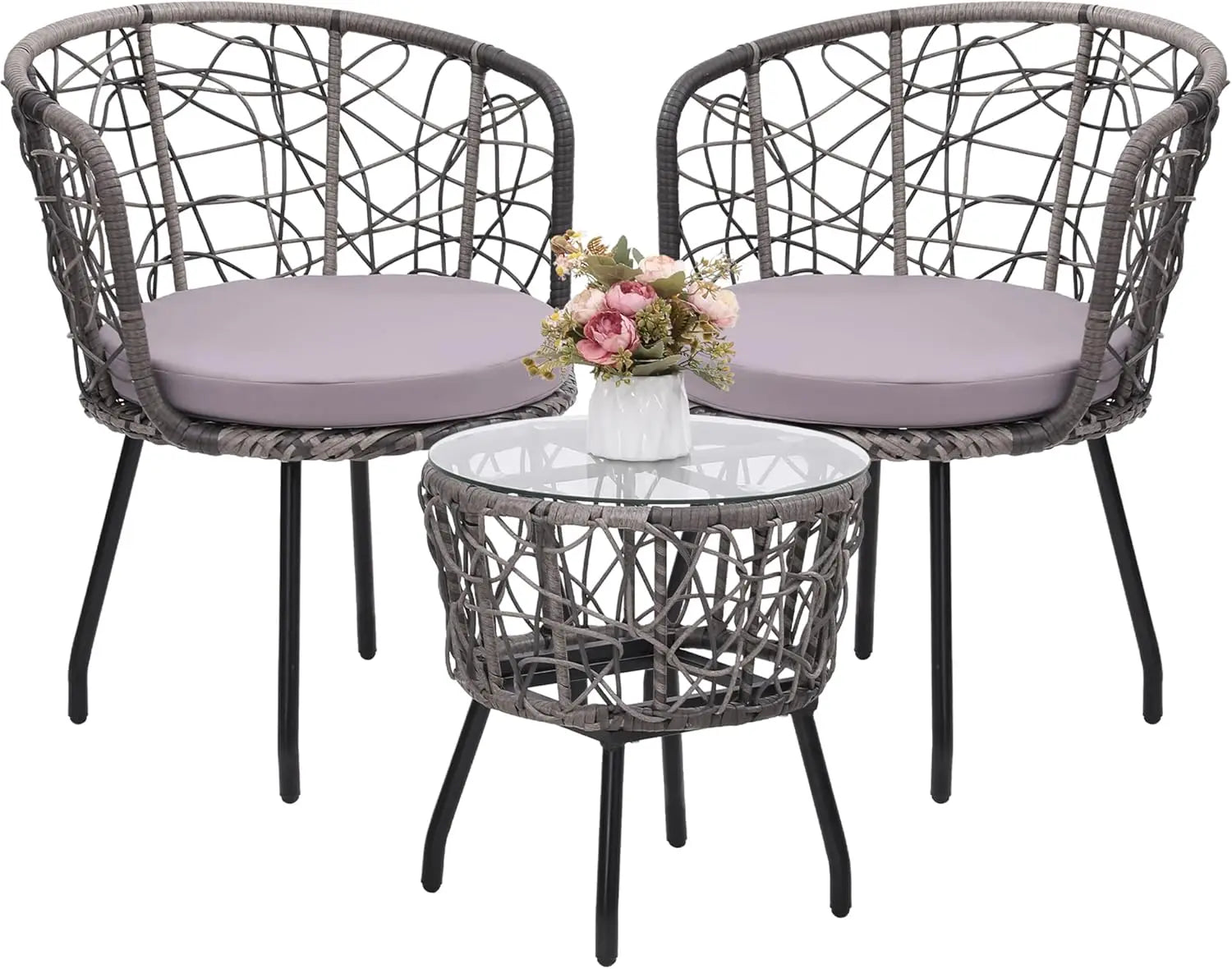 Boho 3 Piece Wicker Bistro Set for Modern Outdoor Spaces - Chic & Cheery Shopping