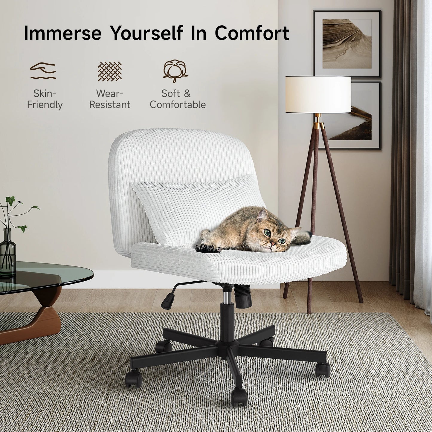 Massage Cross Leg Office Chair with Double Layer Cushion - Chic & Cheery Shopping