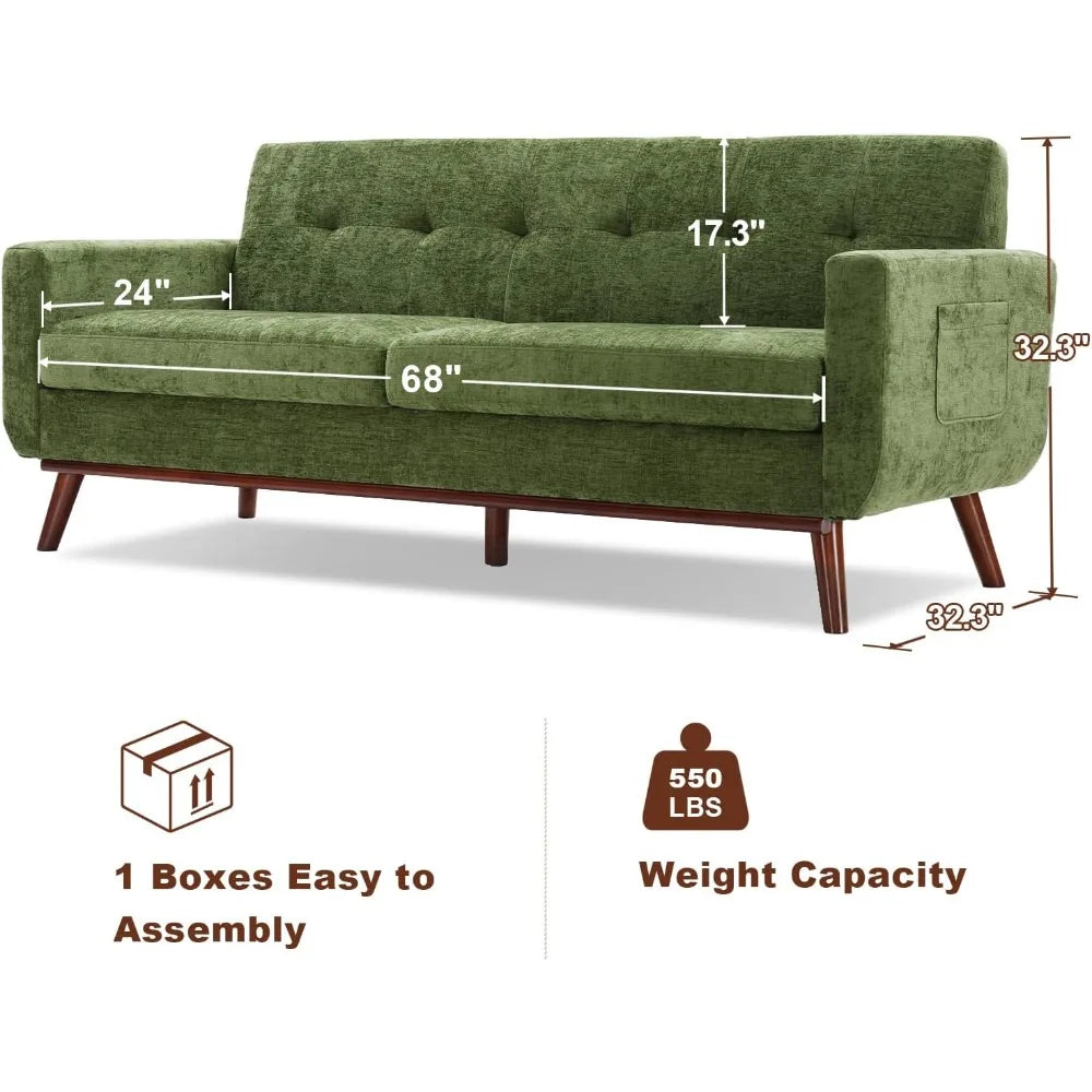 Modern Dark Green Chenille Love Seat Sofa for Living Room - Chic & Cheery Shopping