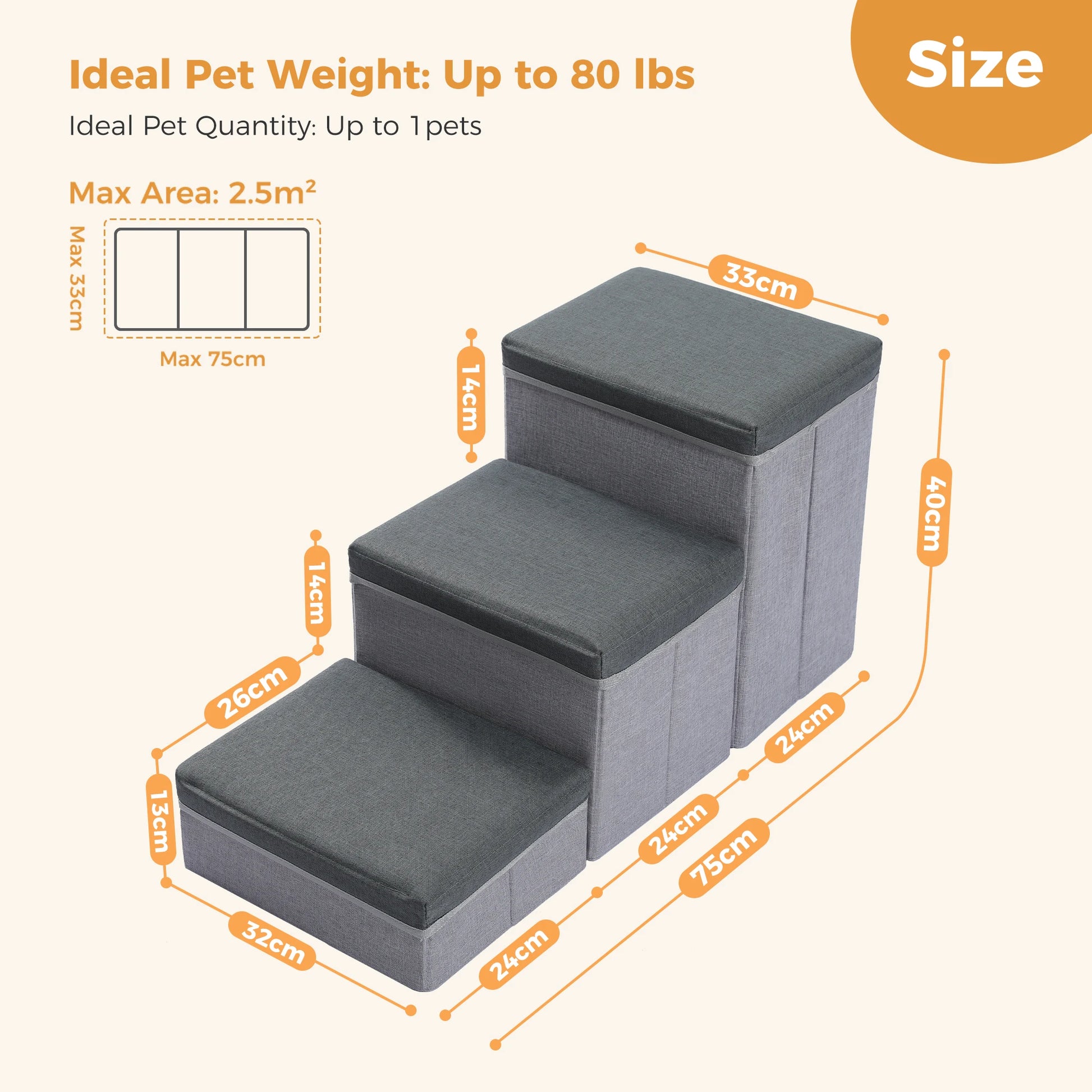Foldable 3-Tier Dog Stairs with Storage for Small Pets - Chic & Cheery Shopping