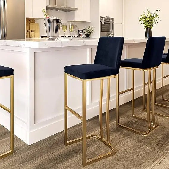 30 Inch Velvet Barstools Set of 2 with Gold Metal Frame - Chic & Cheery Shopping