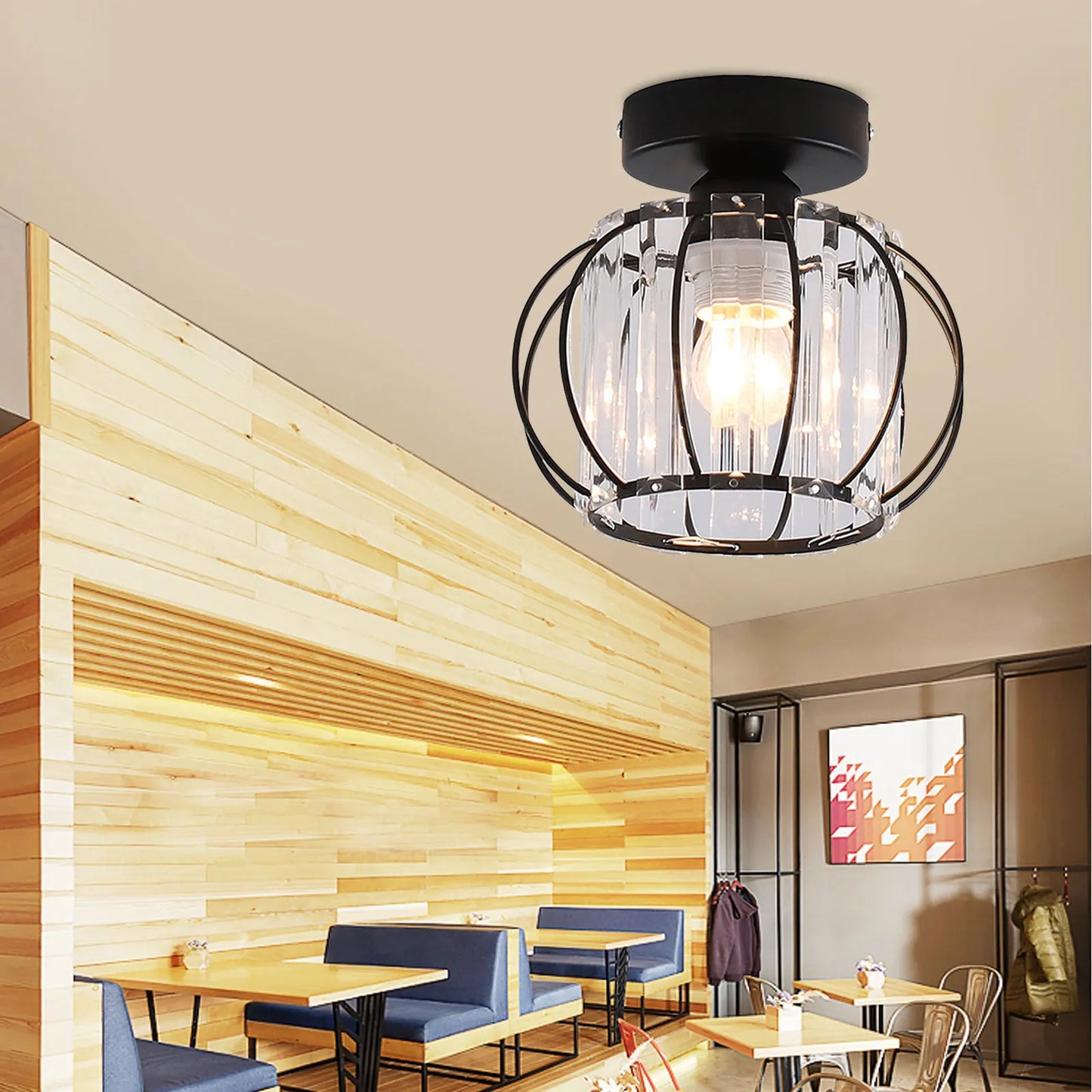 Black Modern Crystal Flush Mount Ceiling Light Fixture - Chic & Cheery Shopping