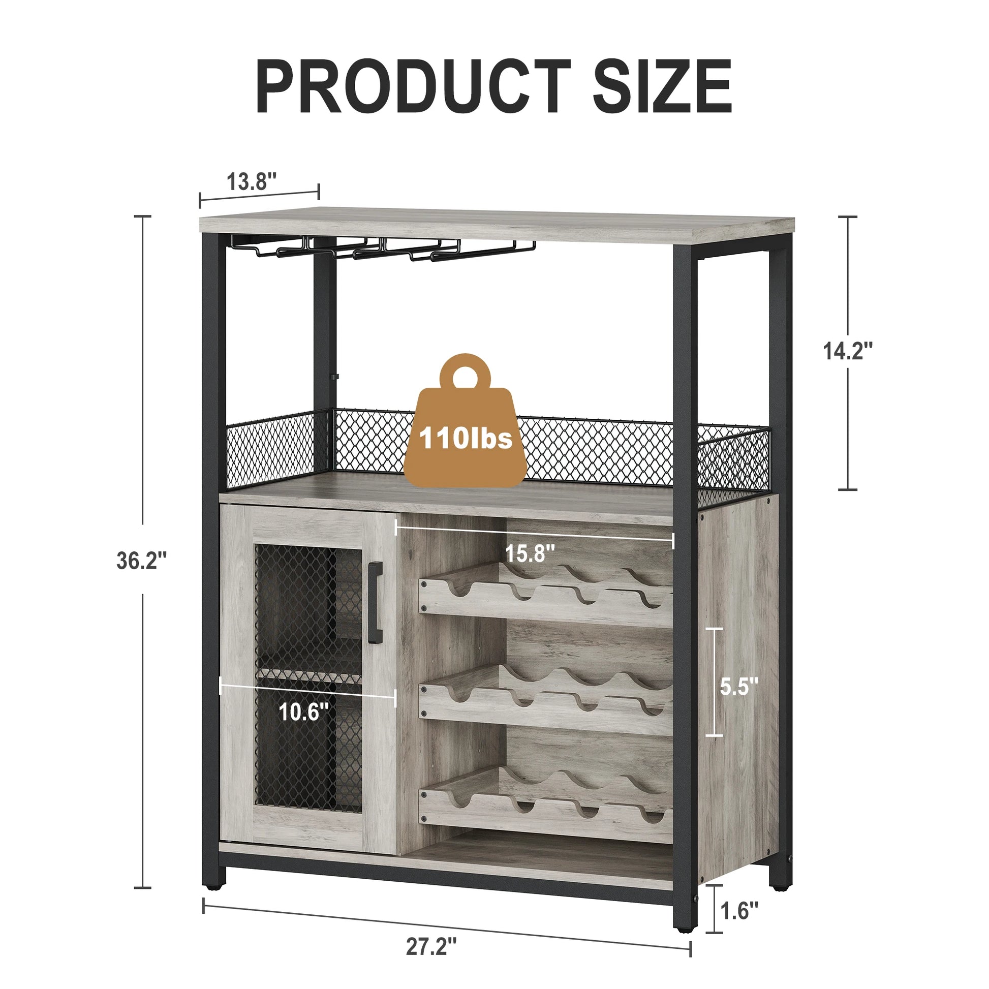 Industrial Wine Bar Cabinet with LED Lights and Storage - Chic & Cheery Shopping