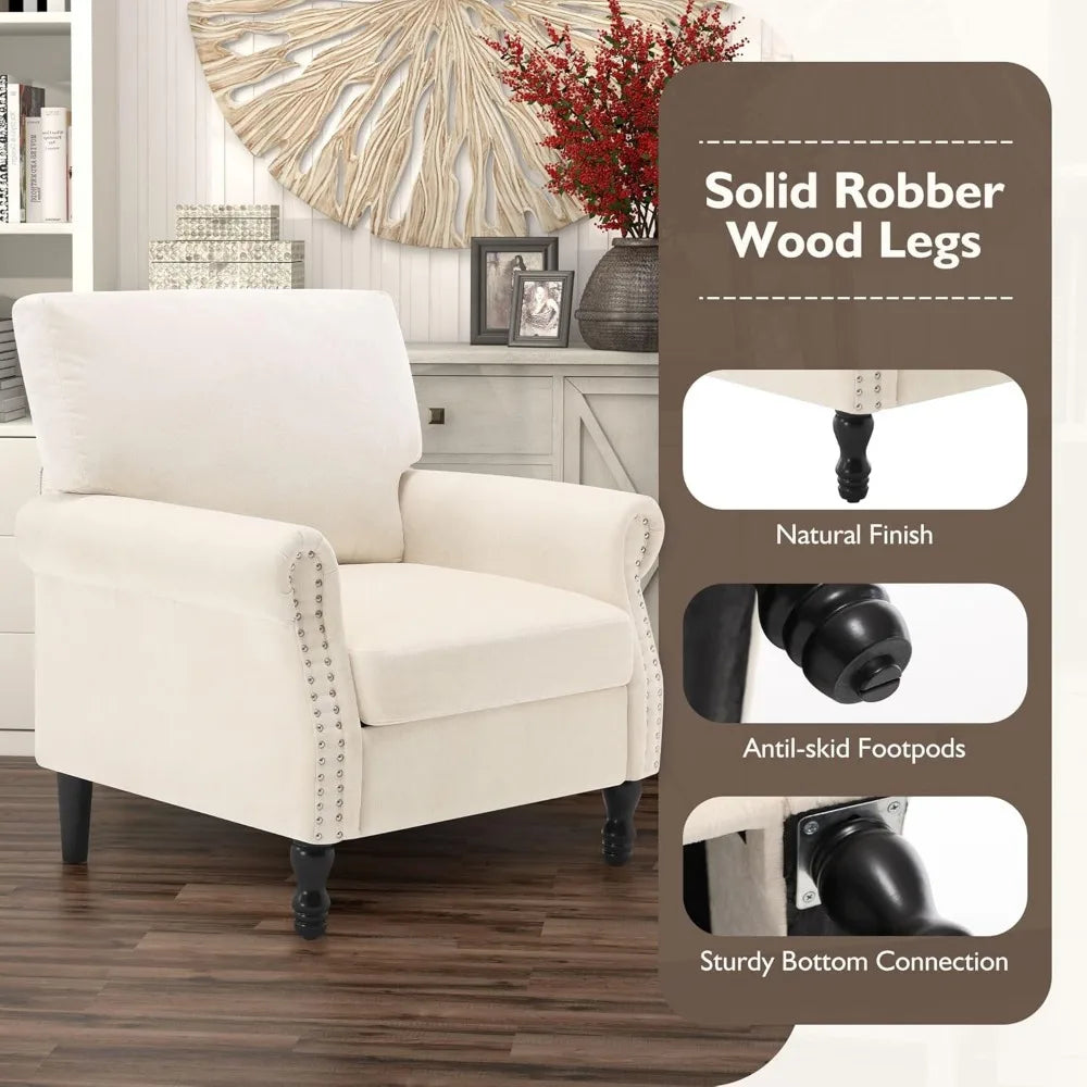 Beige High Back Upholstered Accent Chair for Home Office - Chic & Cheery Shopping