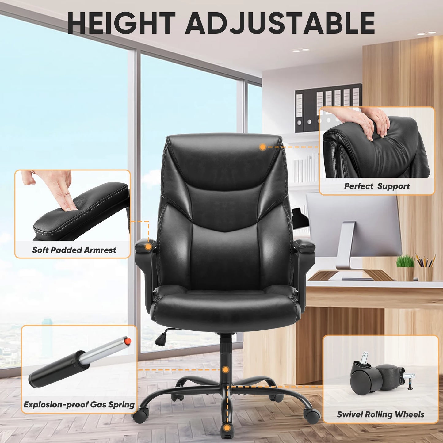 JHK Ergonomic PU Leather Gaming Chair with Lumbar Support - Chic & Cheery Shopping