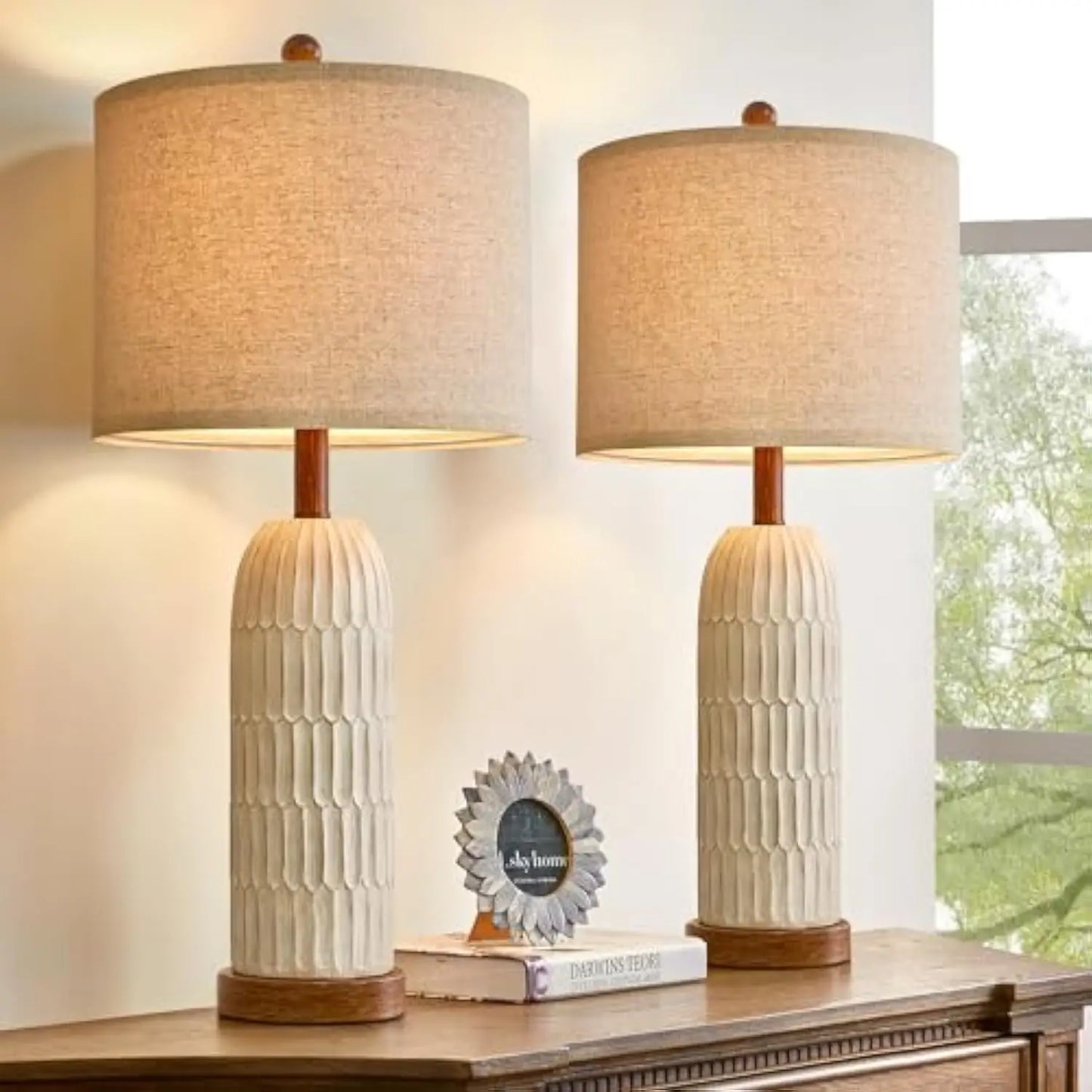 Modern Farmhouse Table Lamp Set of 2 with USB Ports - Chic & Cheery Shopping