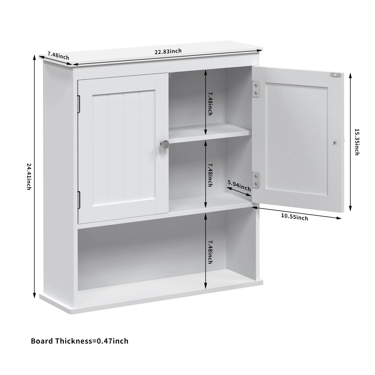 White Wall Mounted Bathroom Cabinet with Adjustable Shelf - Chic & Cheery Shopping