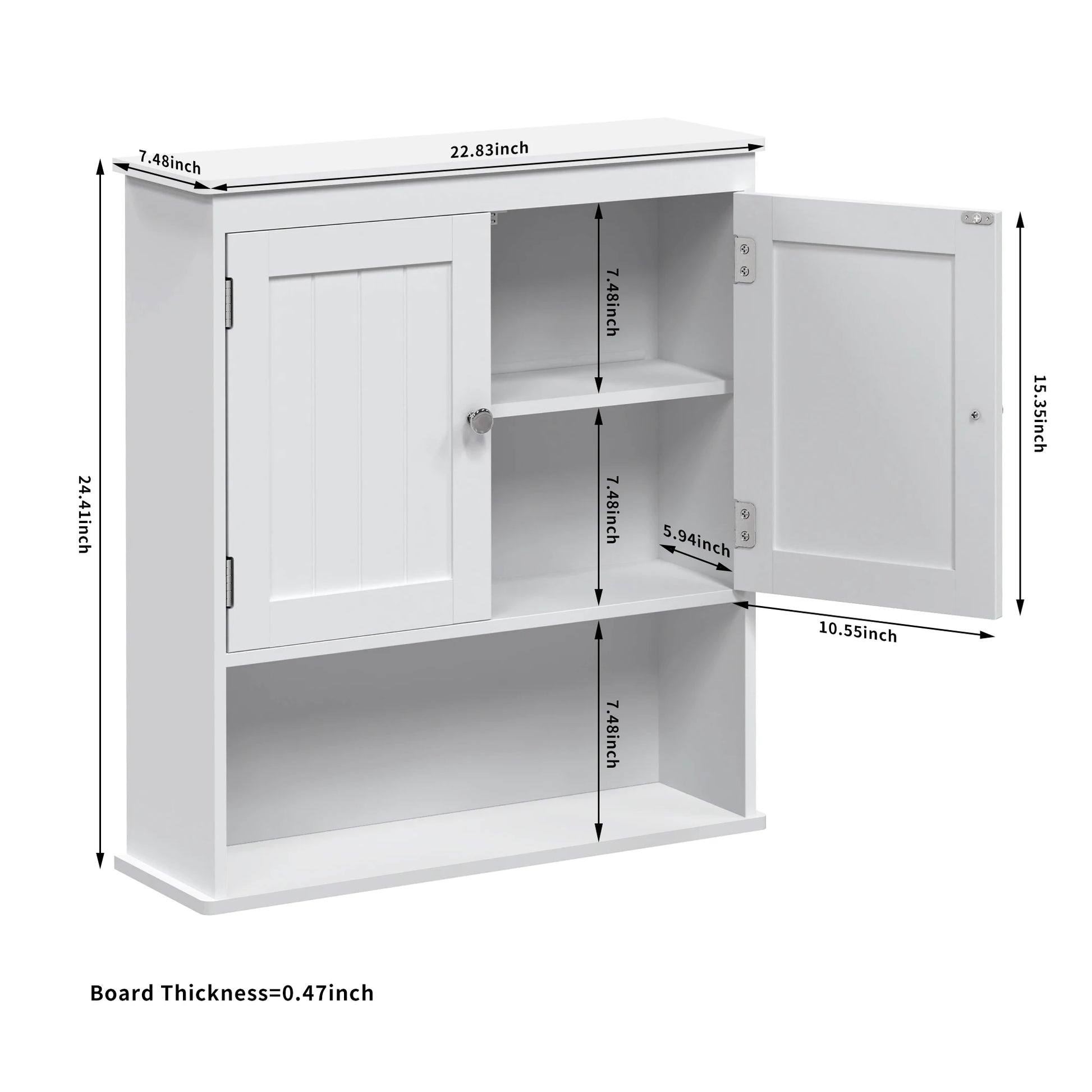 White Wall Mounted Bathroom Cabinet with Adjustable Shelf - Chic & Cheery Shopping