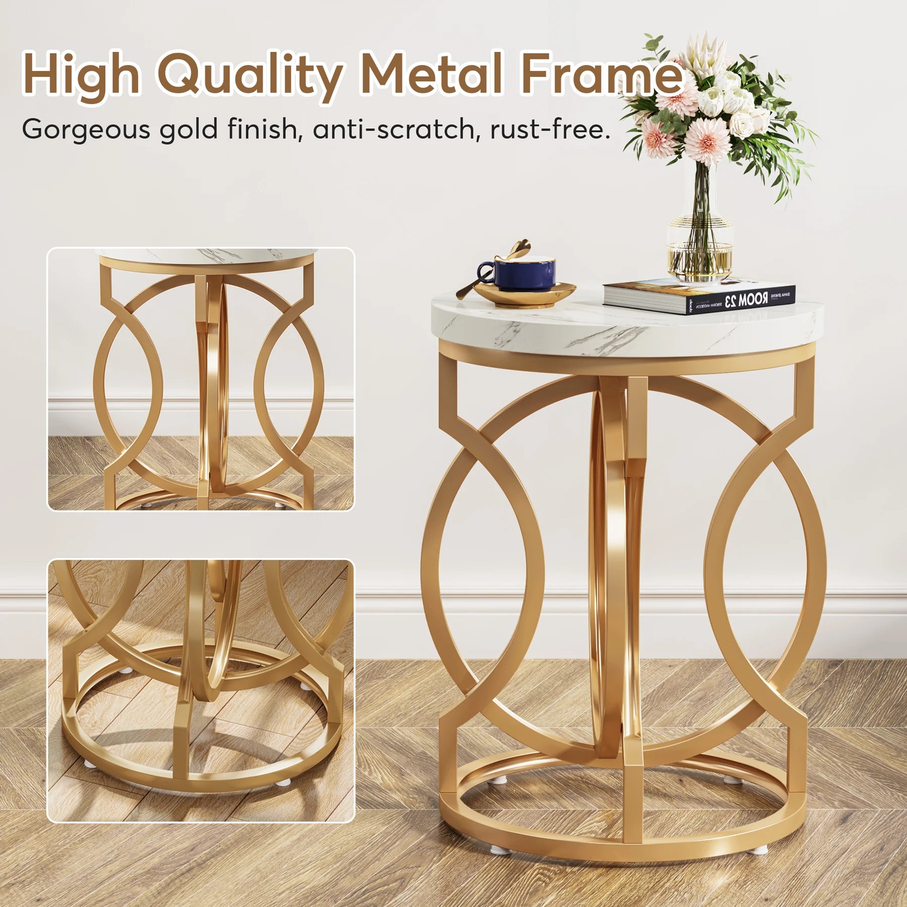Tribesigns Modern Round End Table with Unique O Shaped Base - Chic & Cheery Shopping