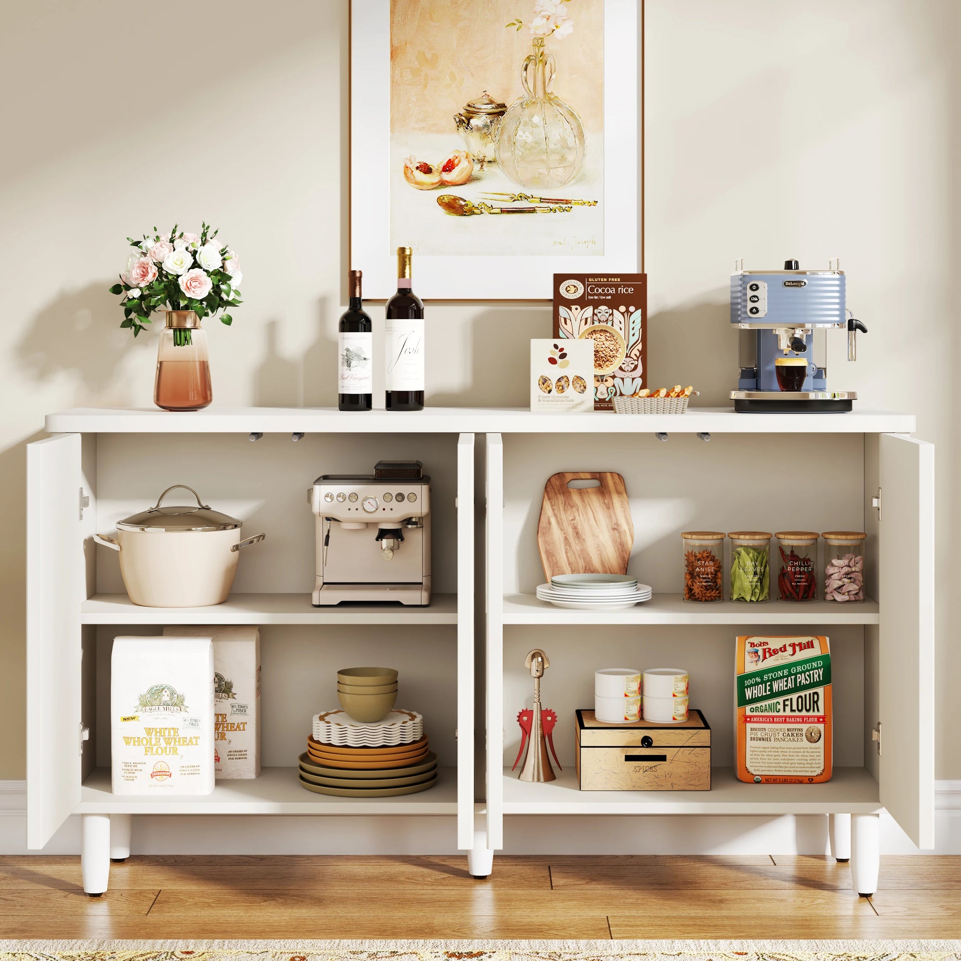 Tribesigns White Buffet Cabinet Sideboard Storage Doors - Chic & Cheery Shopping