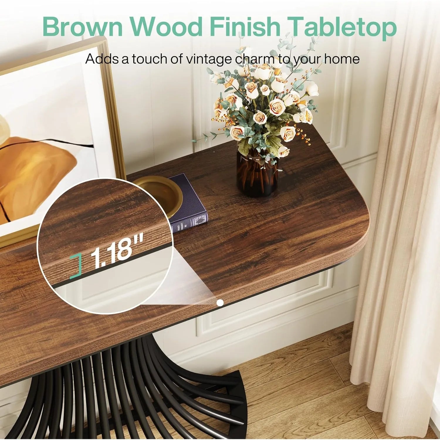 Industrial 39 Inch Console Table with Geometric Metal Base - Chic & Cheery Shopping