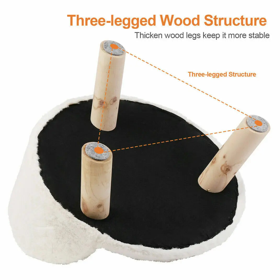 Luxury Plush Cat Bed with Wood Legs for Small Pets - Chic & Cheery Shopping